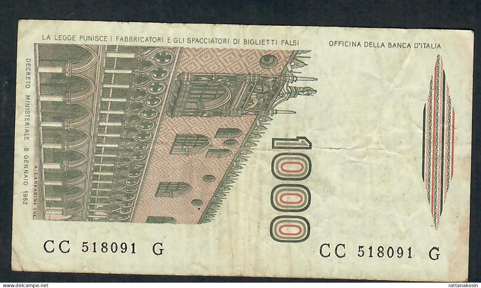 ITALY P109b 1000 LIRE 1982 #CC/G      VF - 1000 Lire