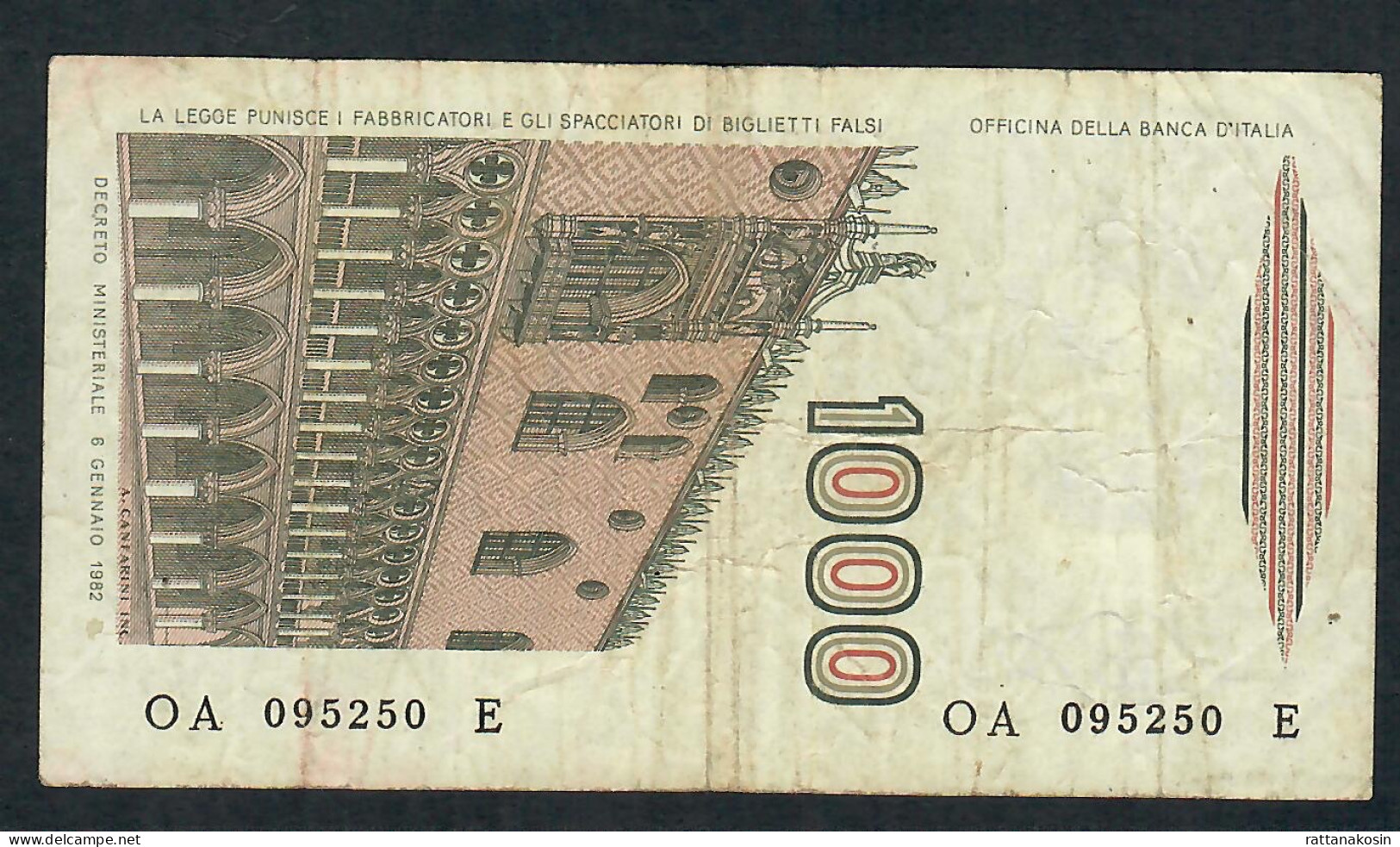 ITALY P109b 1000 LIRE 1982 #OA/E       VF - 1000 Liras