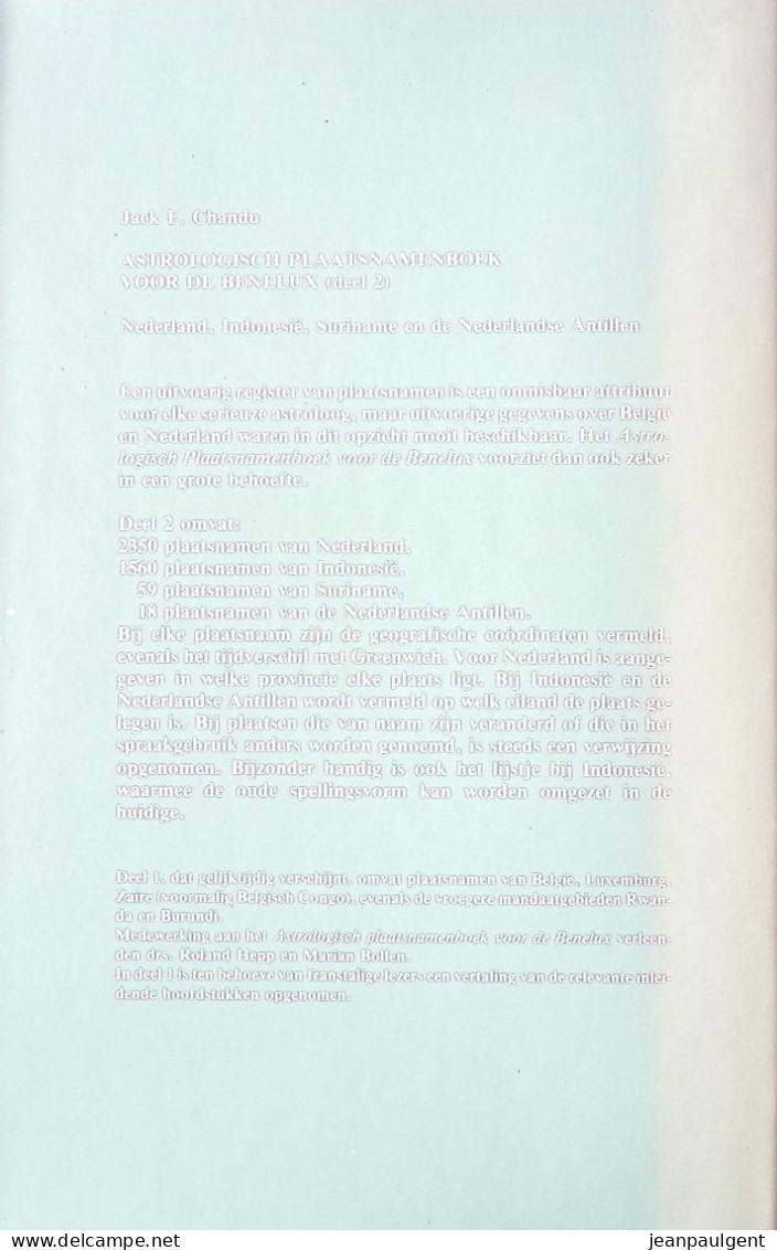 Jack F. Chandu - Astrologisch Plaatsnamenboek, Deel I België, Luxemburg, Zaïre, Rwanda En Burundi, Deel II Nederland - Esoterik