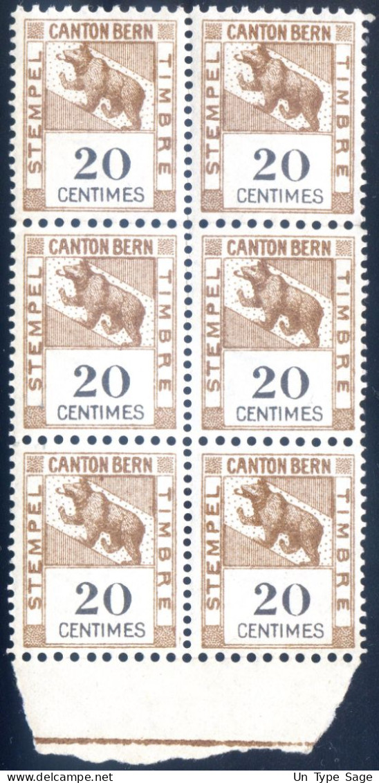 Suisse, Fiscaux - Canton De Bern 20 Centimes, Bloc De 6 - (F2832) - Revenue Stamps