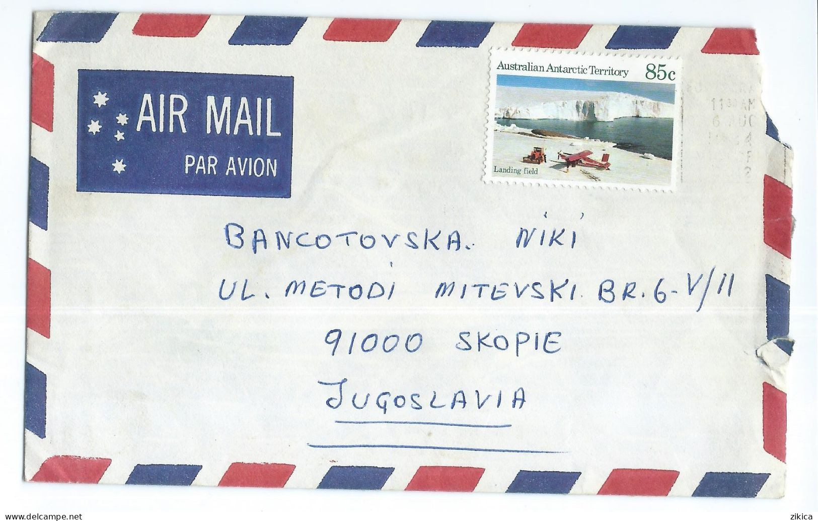 Antarctica > Australian Antarctic Territory (AAT) > Cover Via Yugoslavia 1990,stamp : Antarctic Scenes - Brieven En Documenten