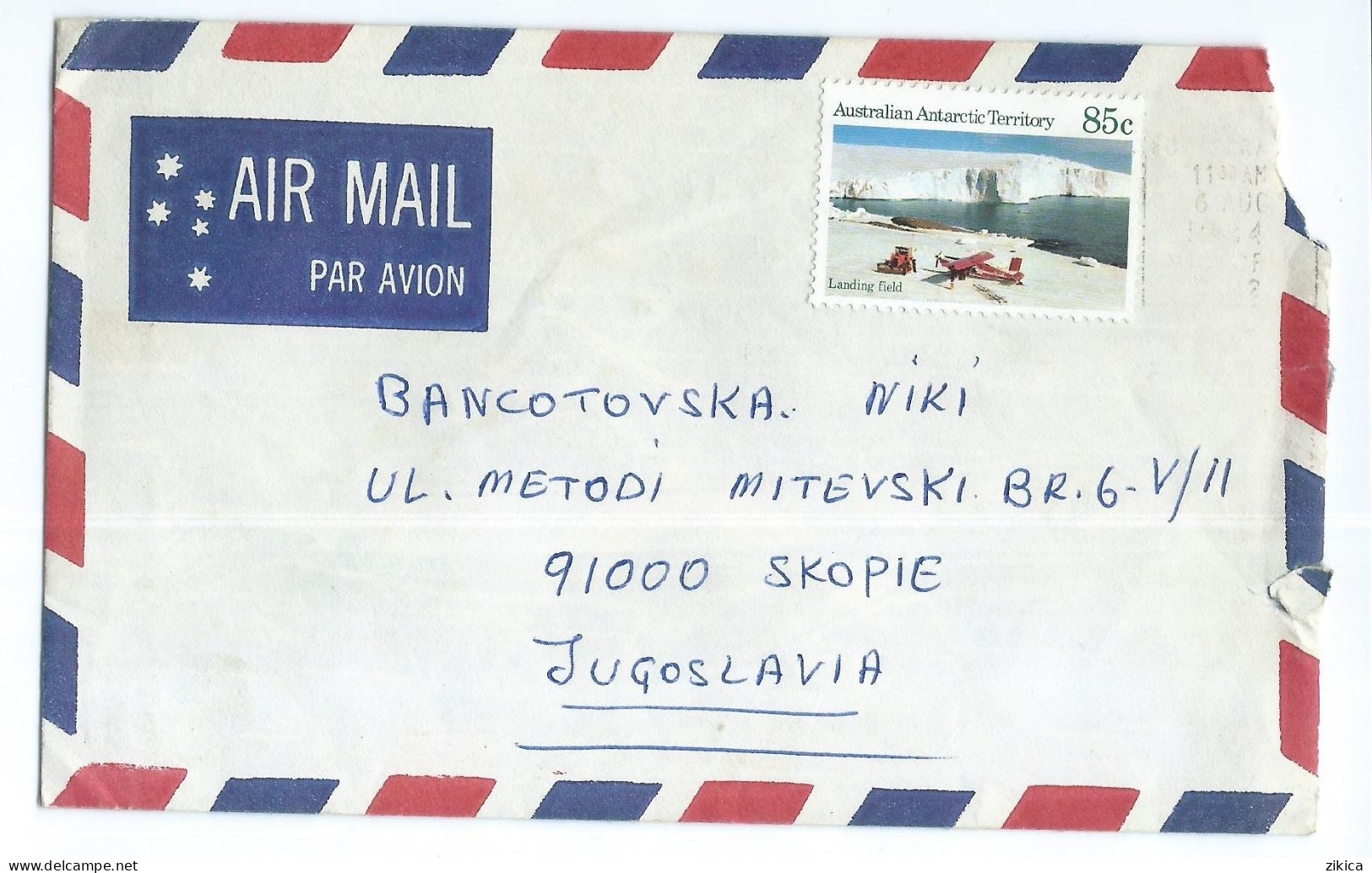 Antarctica > Australian Antarctic Territory (AAT) > Cover Via Yugoslavia 1990,stamp : Antarctic Scenes - Covers & Documents