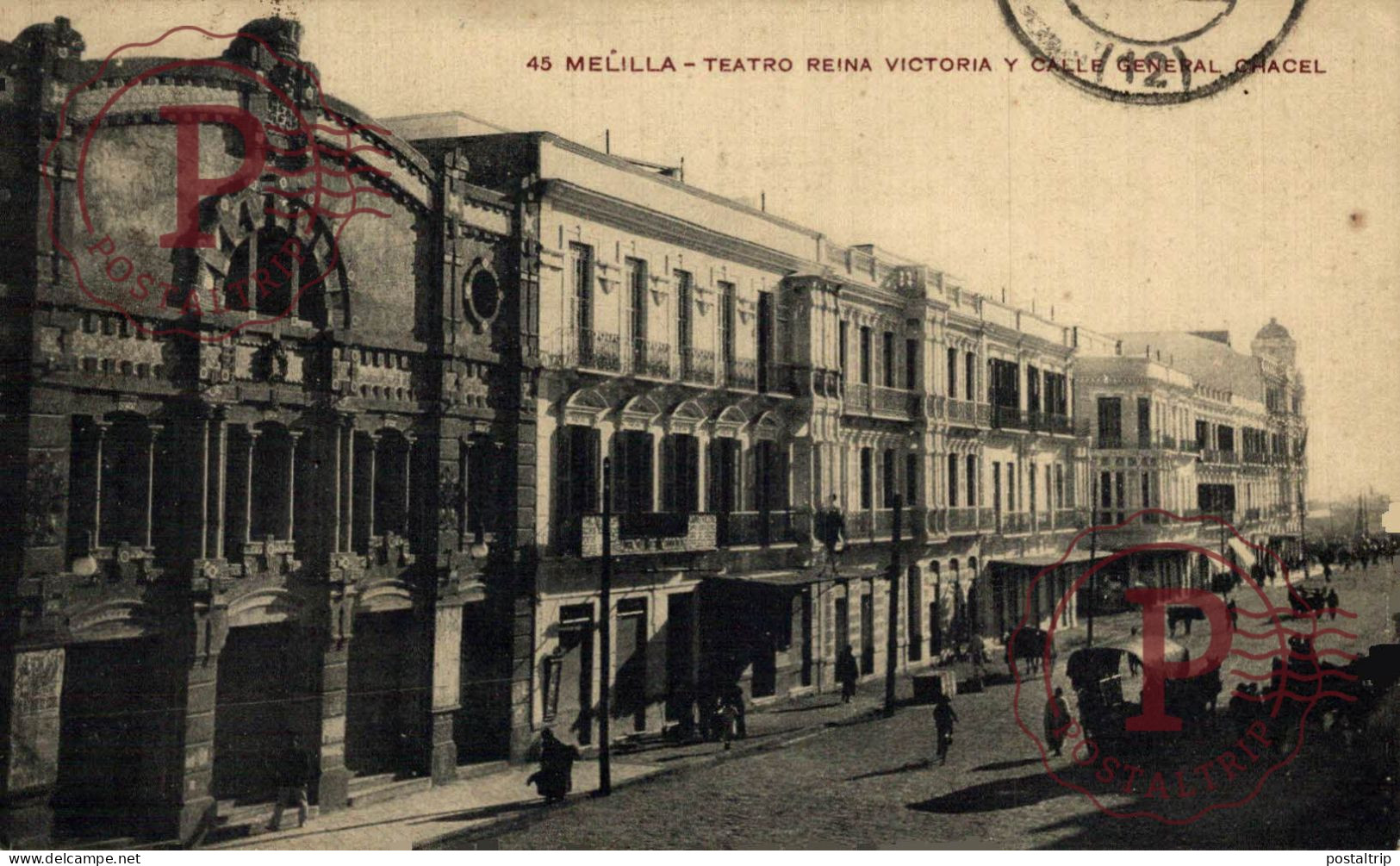 MELILLA. TEATRO REINA VICTORIA Y CALLE GENERAL CHACEL. - Melilla