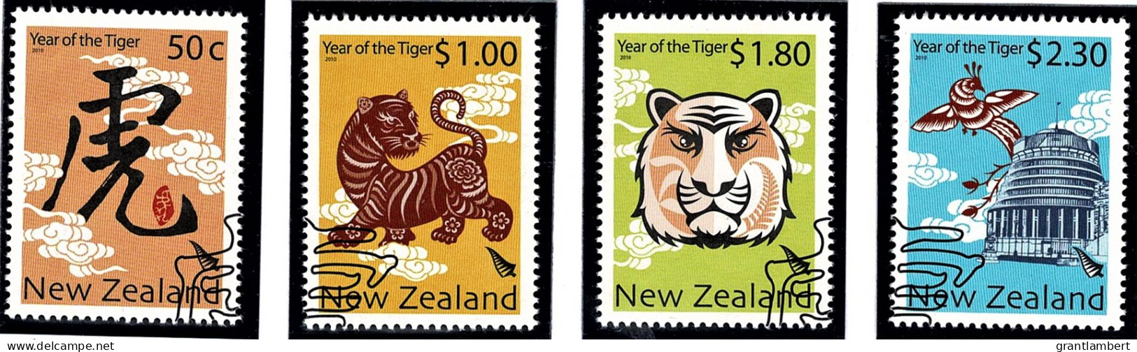 New Zealand 2010 Year Of The Tiger Set Of 4 Used - Gebruikt