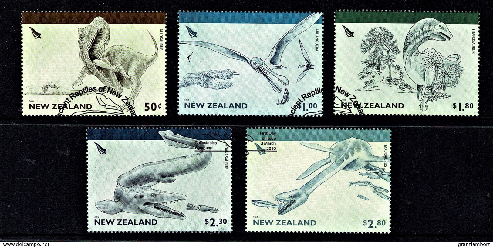 New Zealand 2010 Ancient Reptiles Set Of 5 Used - Usados