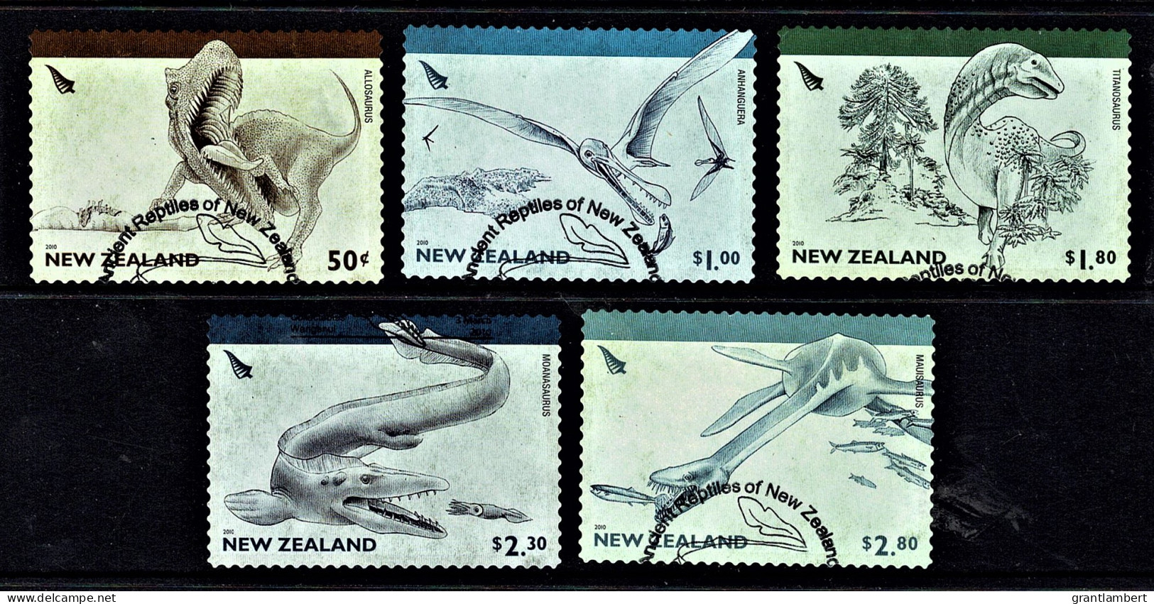 New Zealand 2010 Ancient Reptiles Set Of 5 Self-adhesives Used - Usados