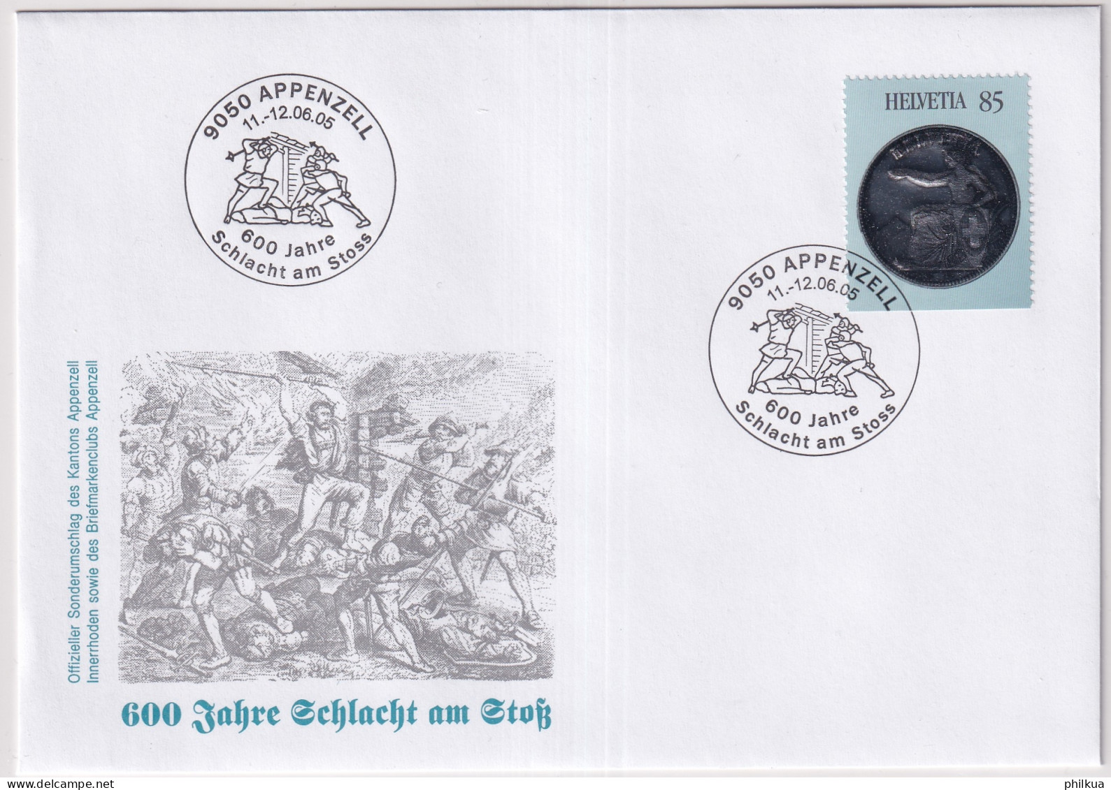 1130 / Michel 1886  Auf Illustriertem  Brief Mit Sonderstempel Appenzell - 600 Jahre Schlacht Am Stoss - Storia Postale