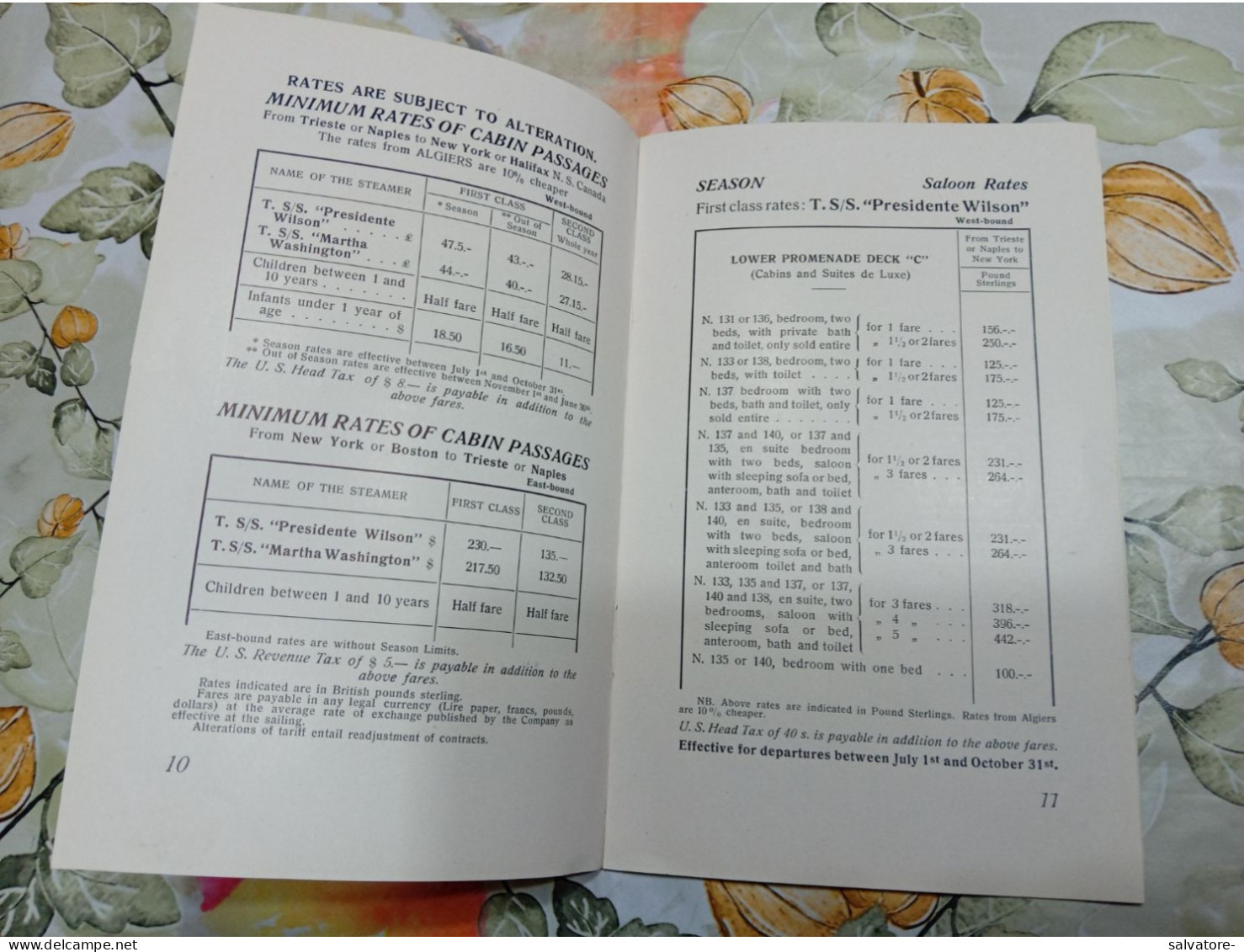 COSULICH - LINE TRIESTE- EXPRESS- PASSENGER SERVICE- TRIESTE- MEDITERRANEAN - NEW- YORK- 1924