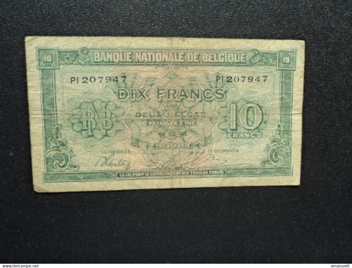 BELGIQUE : 10 FRANCS = 2 BELGAS   1.2.1943   CB 14 / P 122    Presque TB+ * - 10 Francos-2 Belgas