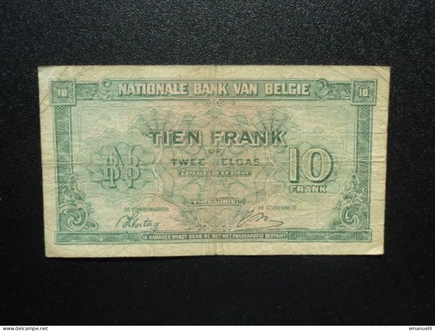 BELGIQUE : 10 FRANCS = 2 BELGAS   1.2.1943   CB 14 / P 122    Presque TB+ * - 10 Franchi-2 Belgas