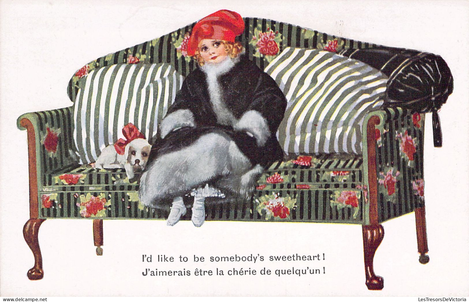 Illustrateur Non Signé - J'aimerais être La Chérie De Quelqu'un - Chien - Petite Fille - Carte Postale Ancienne - Non Classificati