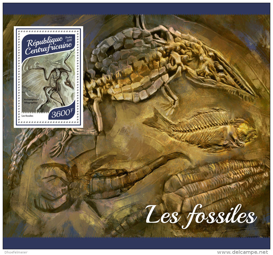 CENTRAL AFRICA 2017 MNH** Fossils Fossilien Fossiles S/S - OFFICIAL ISSUE - DH1753 - Fossili