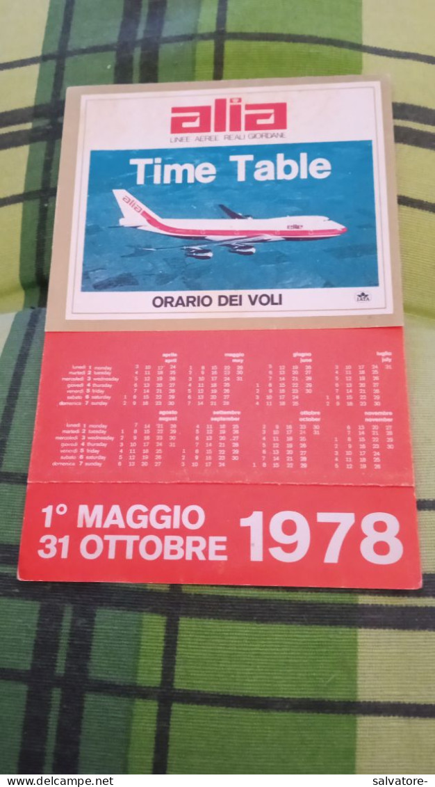 LINEE AEREE REALI GIORDANE ALIA- ORARI DA MAGGIO AD OTTOBRE 1978 - Zeitpläne