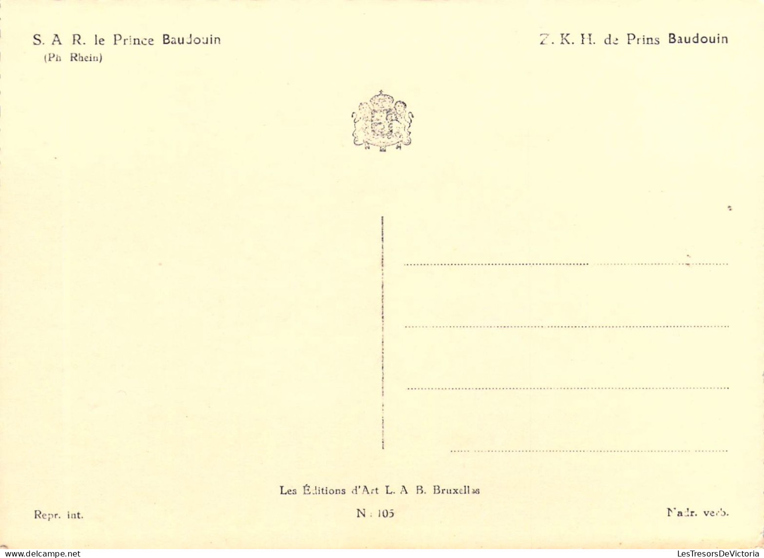 FAMILLES ROYALES - S. A R. Le Prince Baudouin - Carte Postale Ancienne - Familles Royales