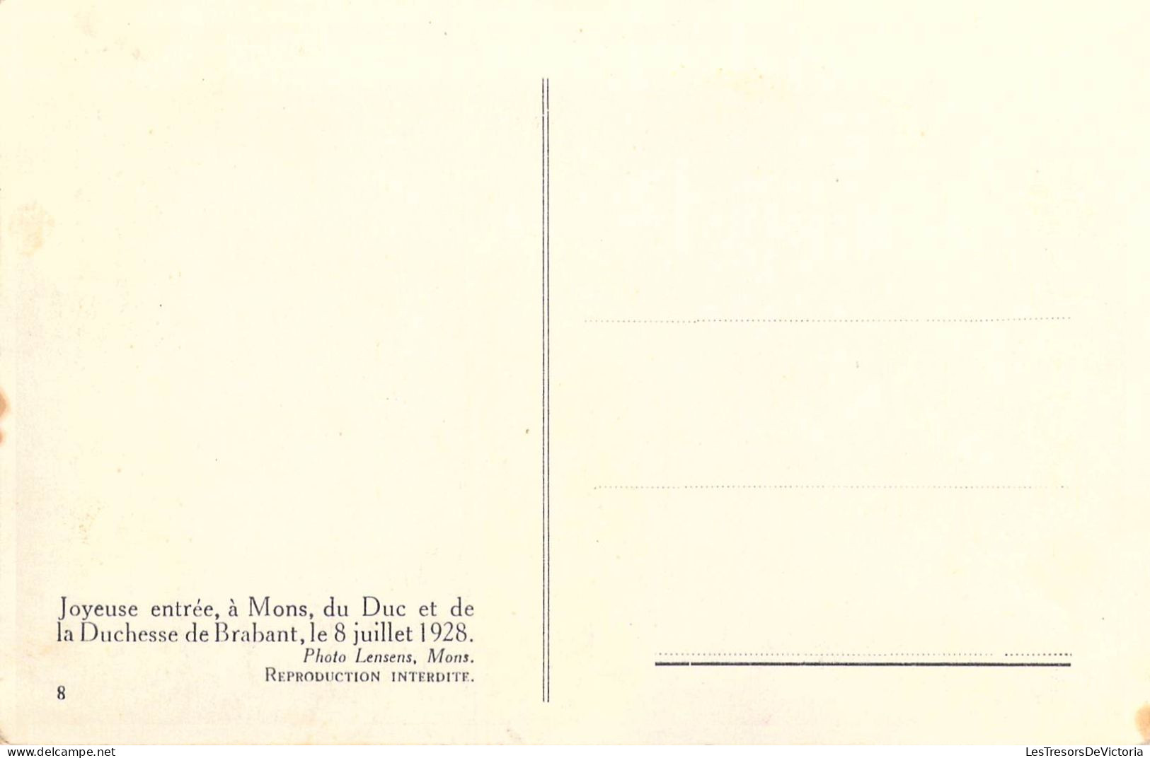 FAMILLES ROYALES - Joyeuse Entrée, à Mons Du Duc Et De La Duchesse De Brabant Le 8 Juillet 1928 - Carte Postale Ancienne - Koninklijke Families