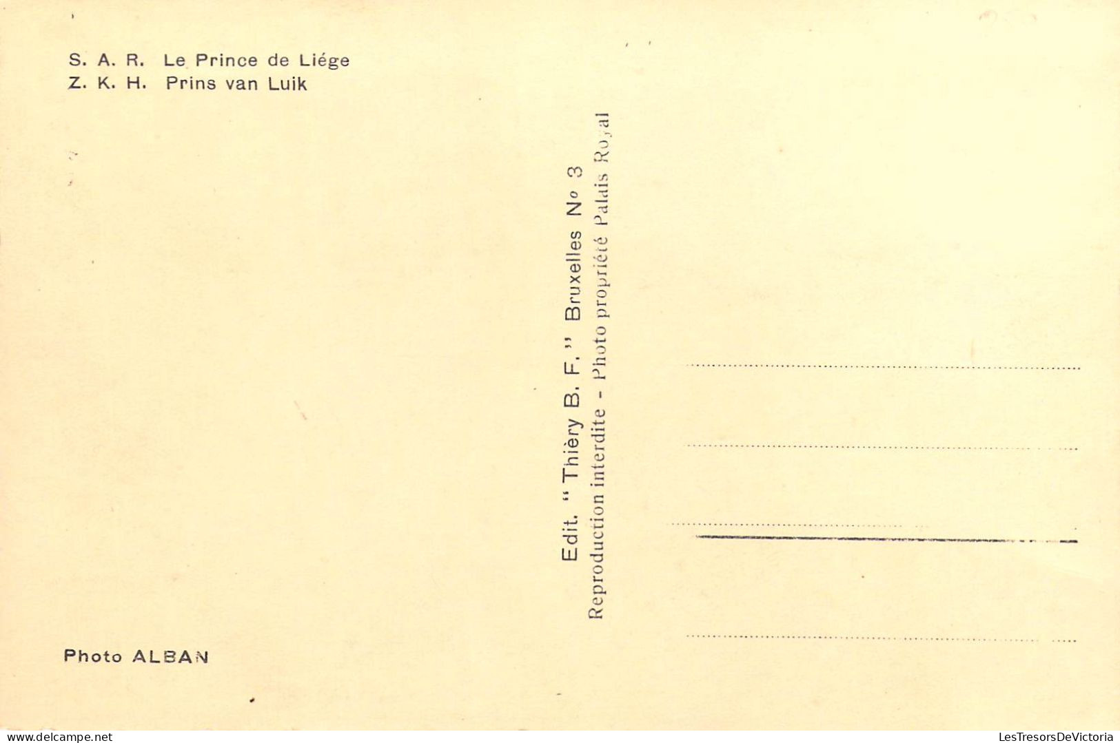 FAMILLES ROYALES - S.A.R. Le Prince De Liège - Carte Postale Ancienne - Koninklijke Families