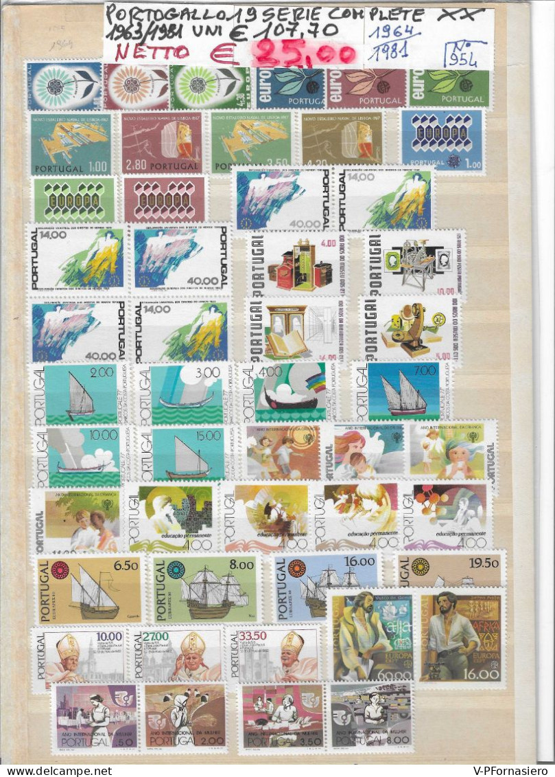 PORTOGALLO ** 1963/1981, 19 SERIE Complete. Soggetti Vari - Collections