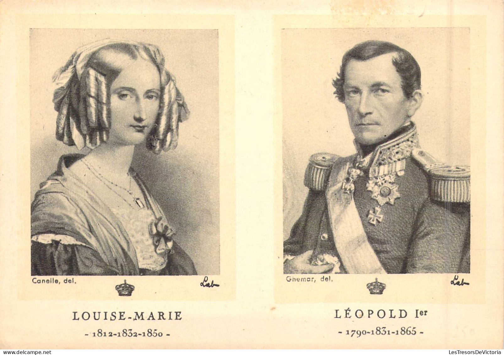 FAMILLES ROYALES - Louise-Marie - 1812-1832-1850 - Léopold 1er - 1790-1831-1865 - Carte Postale Ancienne - Familles Royales