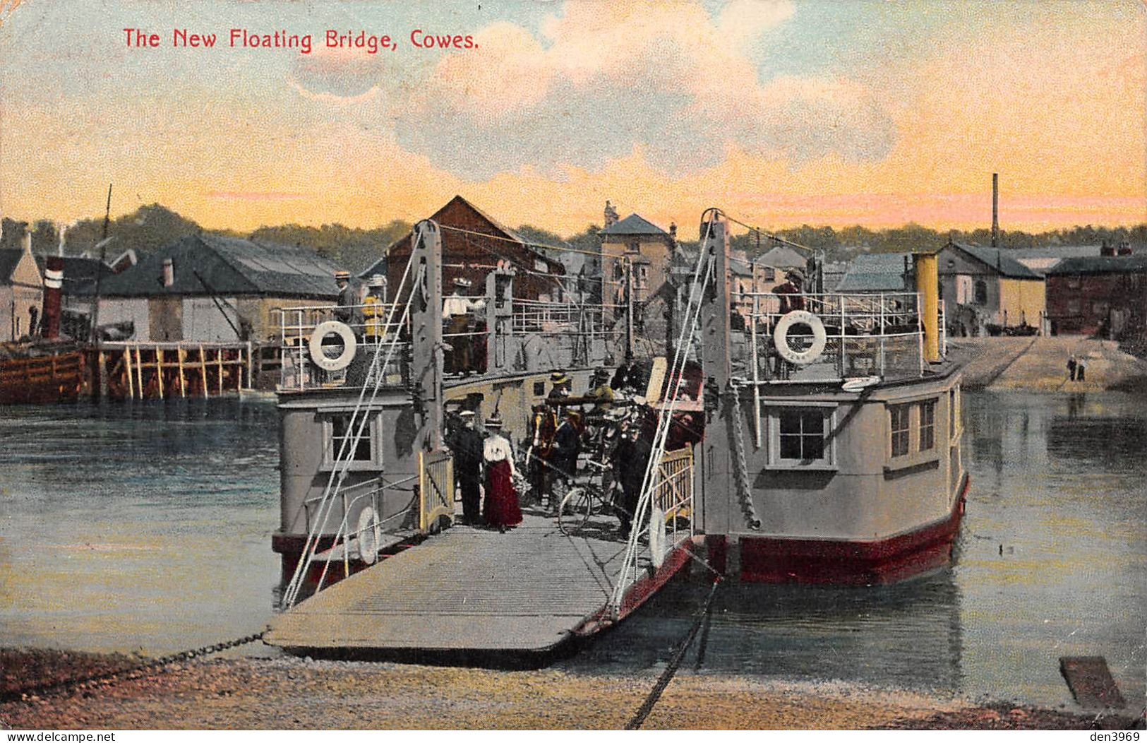 Angleterre - Isle Of Wight - COWES - The New Floating Bridge - Voyagé 1919 (voir Les 2 Scans) - Cowes