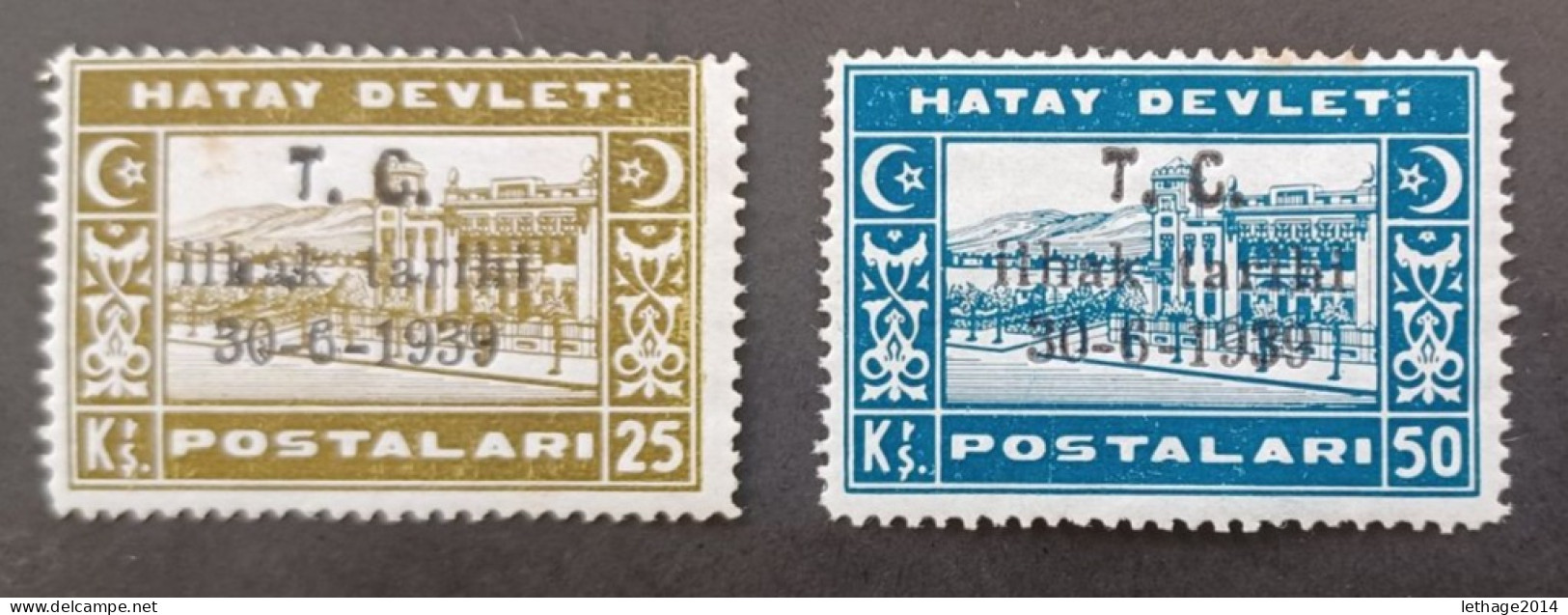 TURKEY العثماني التركي Türkiye 1939 National Symbols MNH ERROR OVERPRINT " T " OPEN + OVERPRINT DOWN MNH HATAY DEVLETY - Nuevos