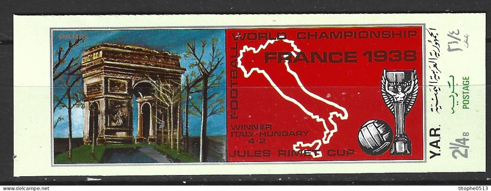 YEMEN. Timbre De 1970. Coupe Du Monde 1938/Arc De Triomphe. - 1938 – Frankrijk