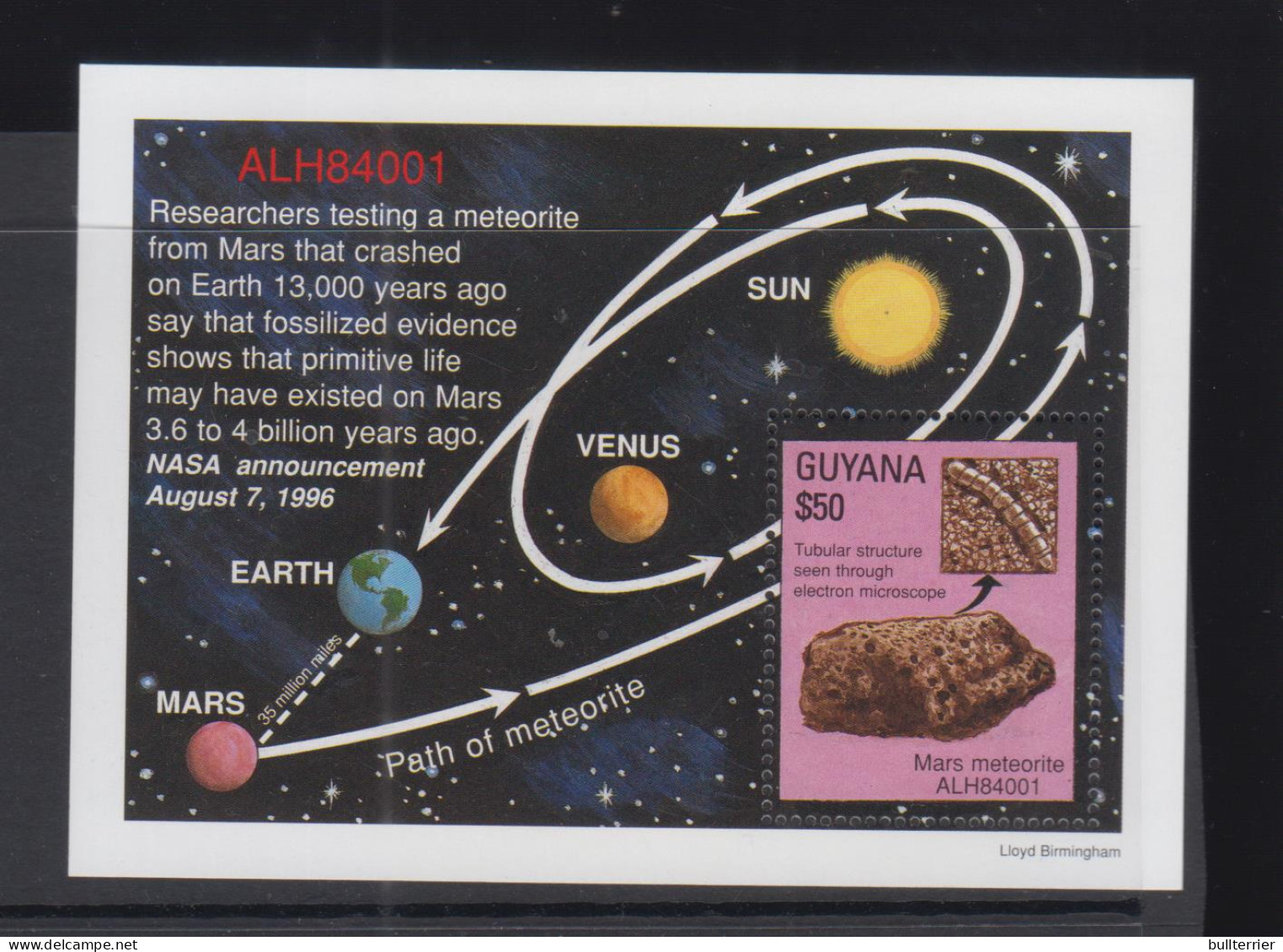 GEOLOGY - GUYANA - MARS METEORITE SOUVENIR SHEET MINT NEVER HINGED - Autres & Non Classés