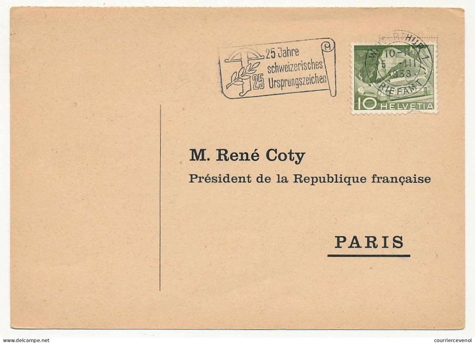 SUISSE / FRANCE - Carte Pétition Pour La Révision De Procès De Djamila Bouhired, Adressée Au Président Coty  1958 - Covers & Documents
