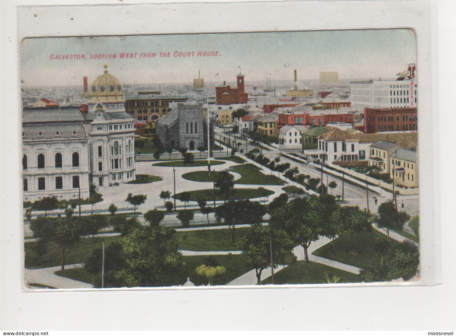 Antike Postkarte  GALVESTON LOOKING WEST FROM THE COURT HOUSE - Galveston