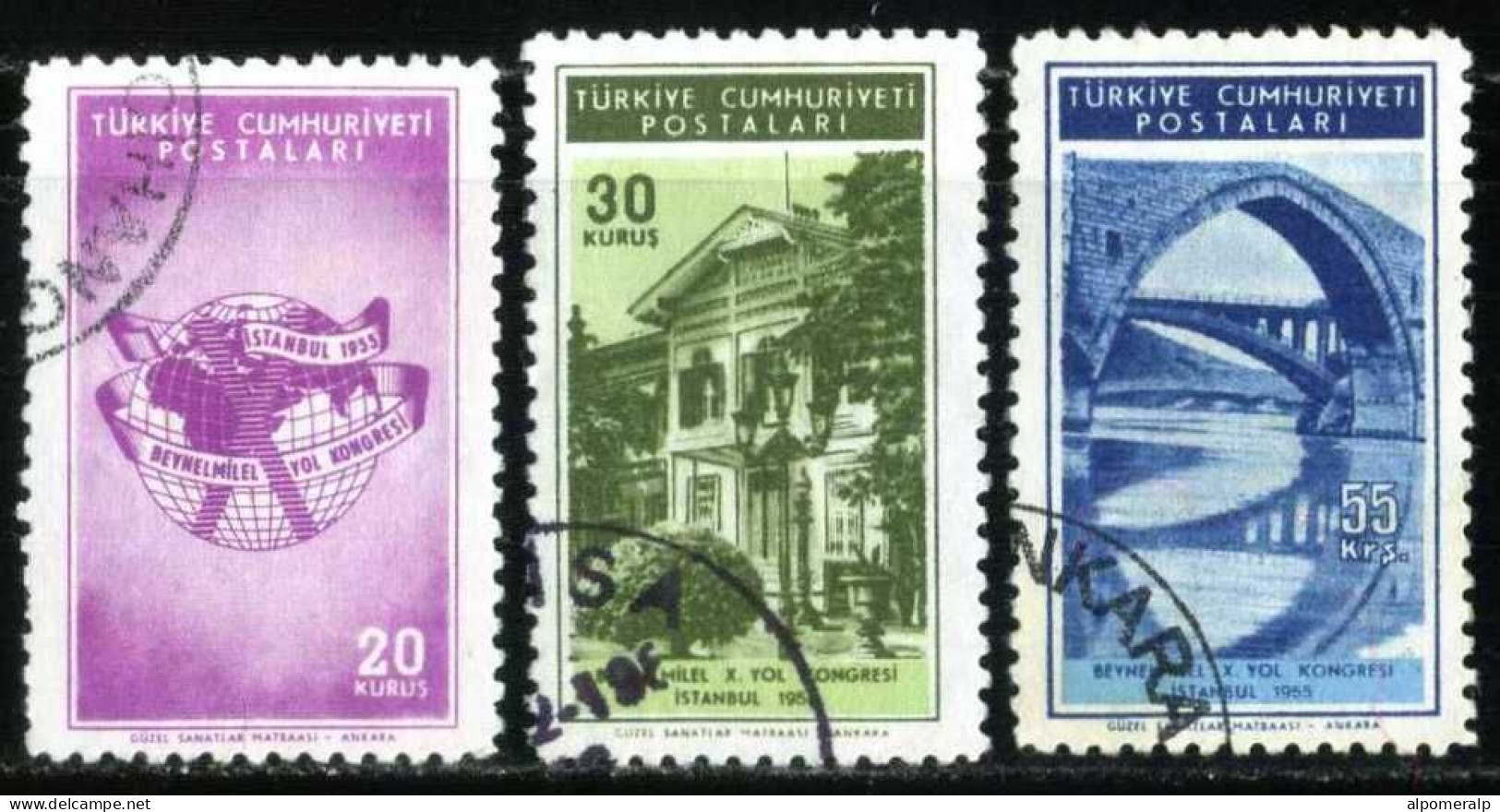 Türkiye 1955 Mi 1448-1450 10th International Transportation Congress - Gebraucht