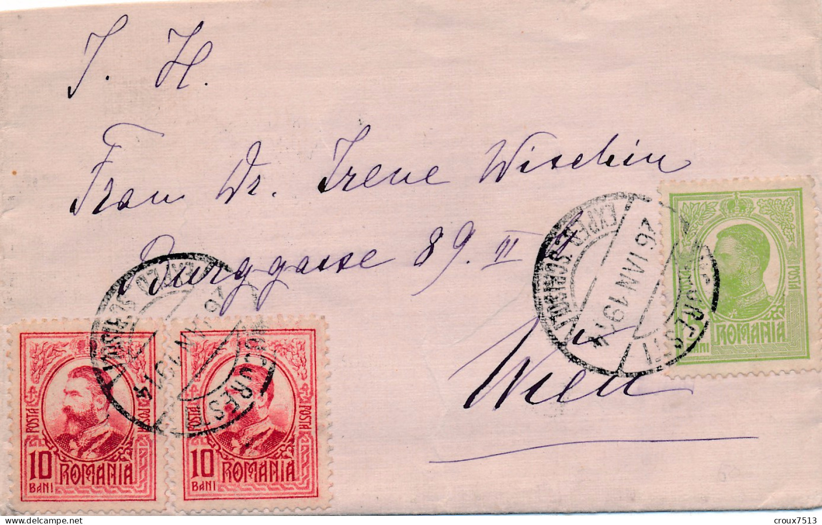 1914 Enveloppe Décorée De Bucarest à Vienne (Wien) TB. - Brieven En Documenten