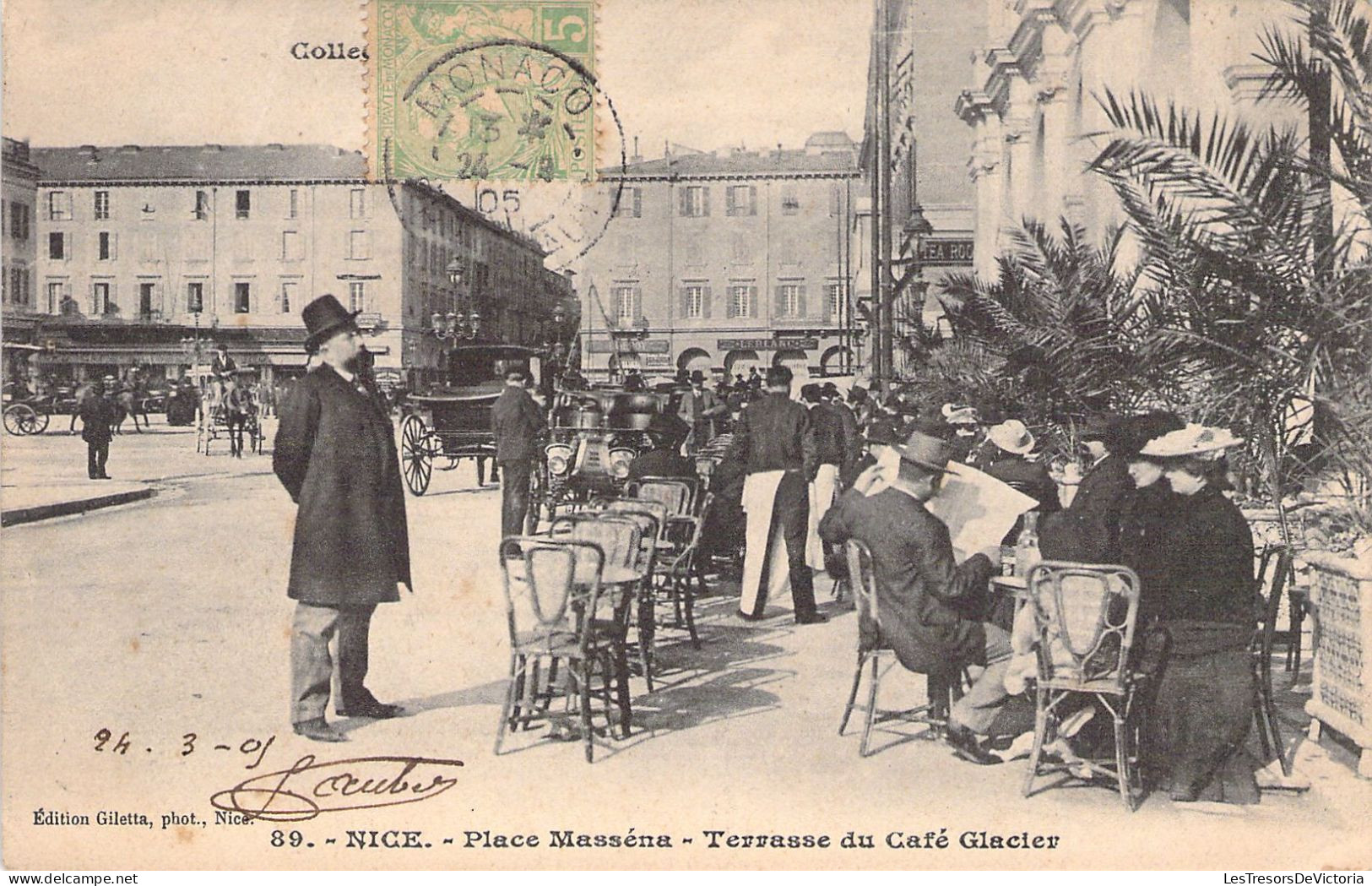 FRANCE - 06 - Nice - Place Masséna - Terrasse Du Café Glacier - Carte Postale Ancienne - Plazas