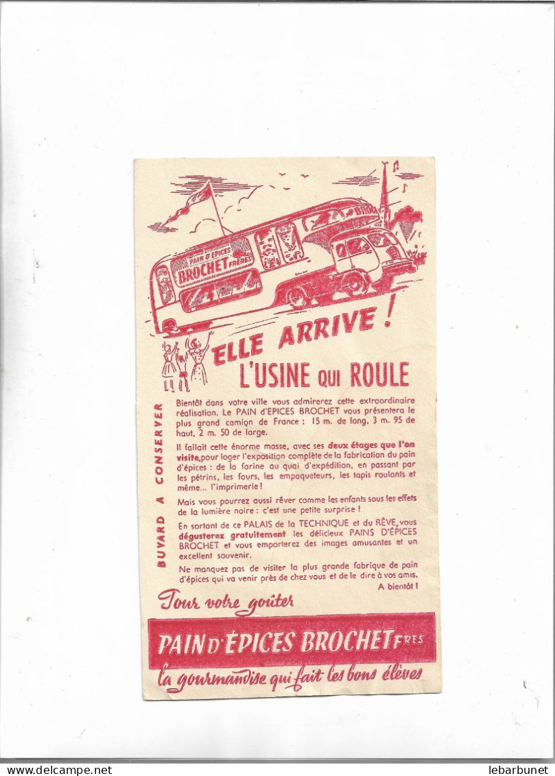 Buvard Ancien Brochet Pain D'épices  Elle Arrive L'usine Qui Roule - Pain D'épices