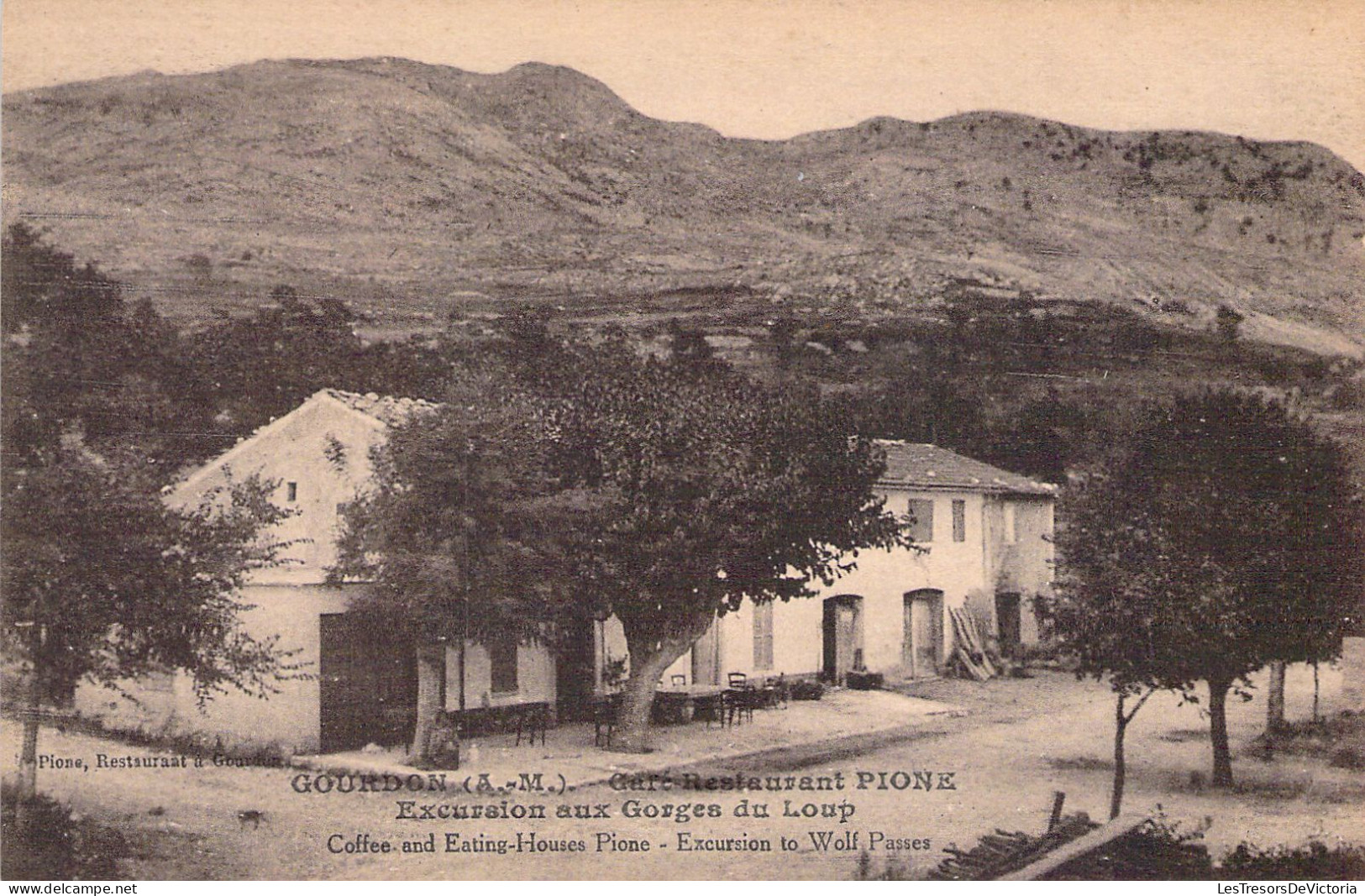 FRANCE - 06 - GOURDON - Café Restaurant PIONE - Excursion Aux Gorges Du Loup - Carte Postale Ancienne - Gourdon