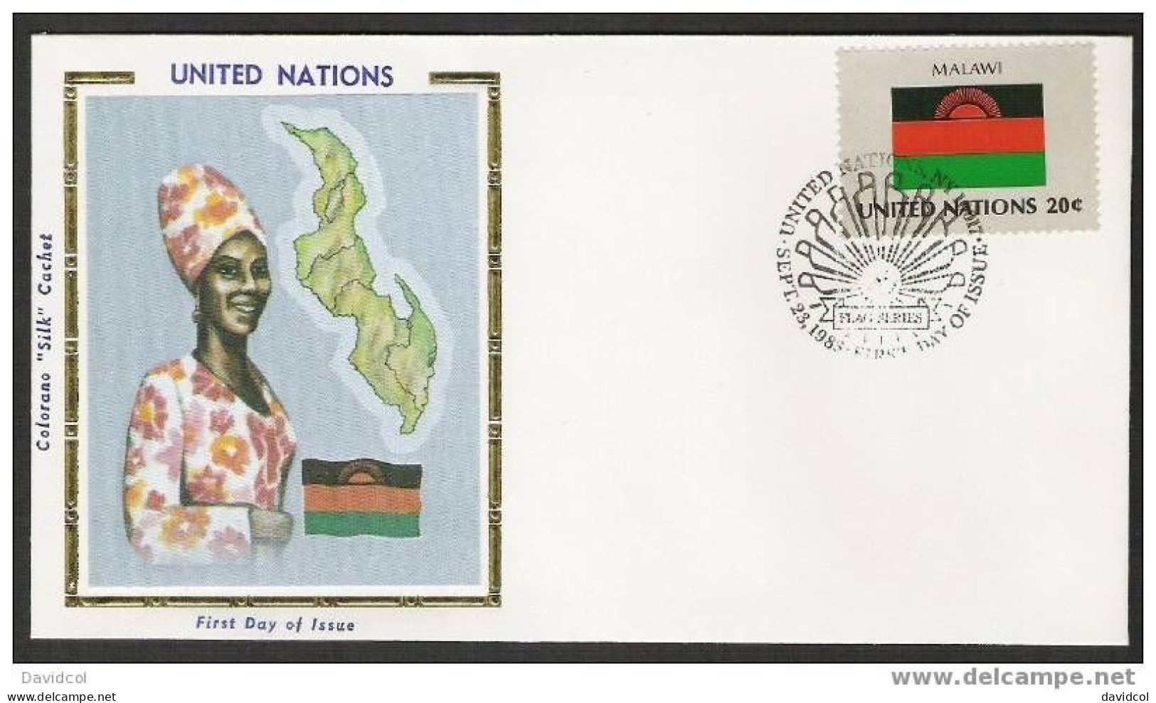 CA365- COVERAUCTION!!! - 1982 - U.N. / O.N.U - SILK COVER - MALAWI FLAG . - Enveloppes