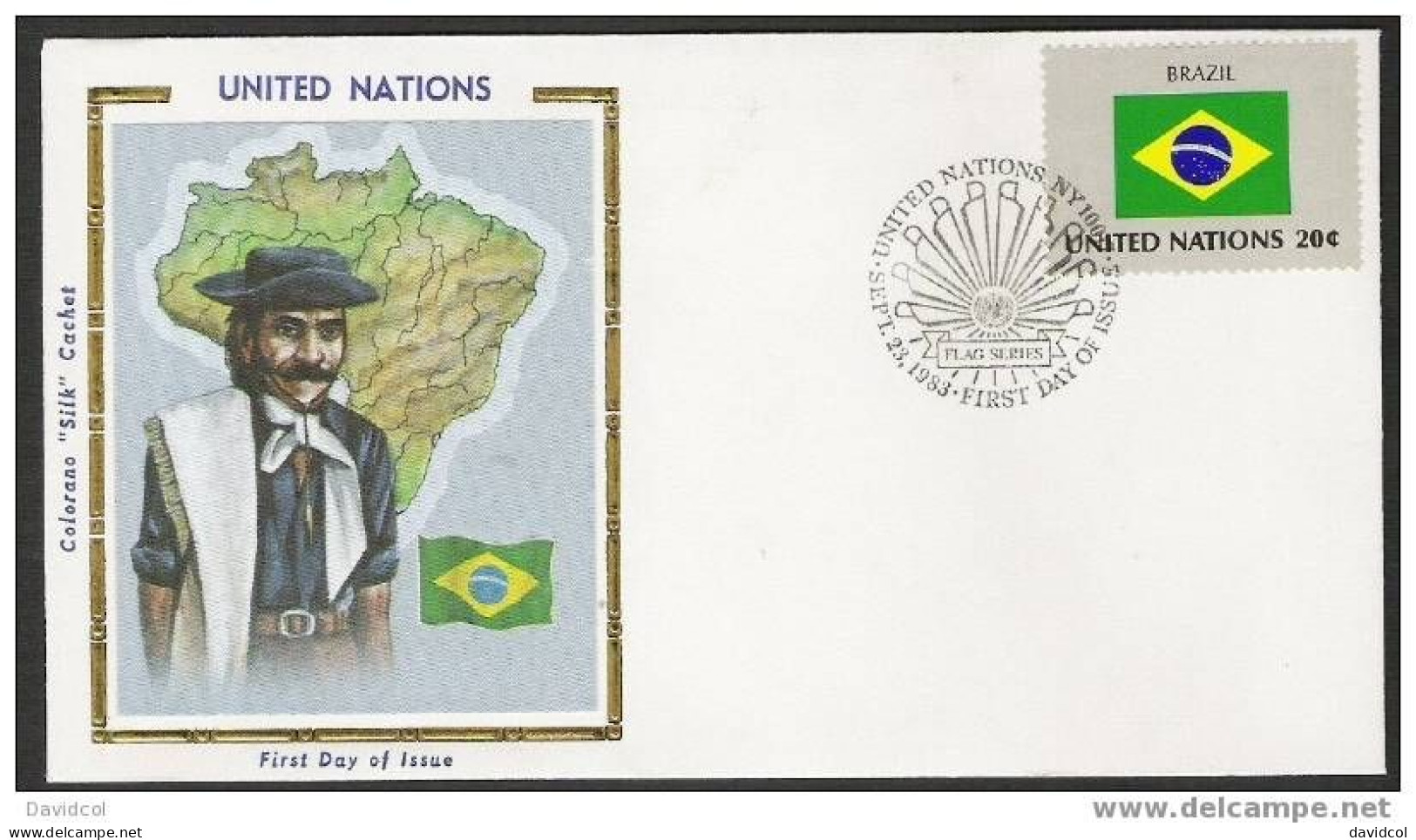 CA384- COVERAUCTION!!! - 1983 - U.N. / O.N.U - SILK COVER - BRAZIL  FLAG. - Buste