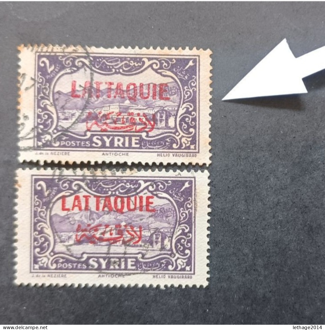 FRENCH OCCUPATION IN SYRIA LATTAQUIE 1940 STAMPS OF SYRIE DE 1930 IN OVERPRINT CAT YVERT N 9 VARIETY RED - Oblitérés