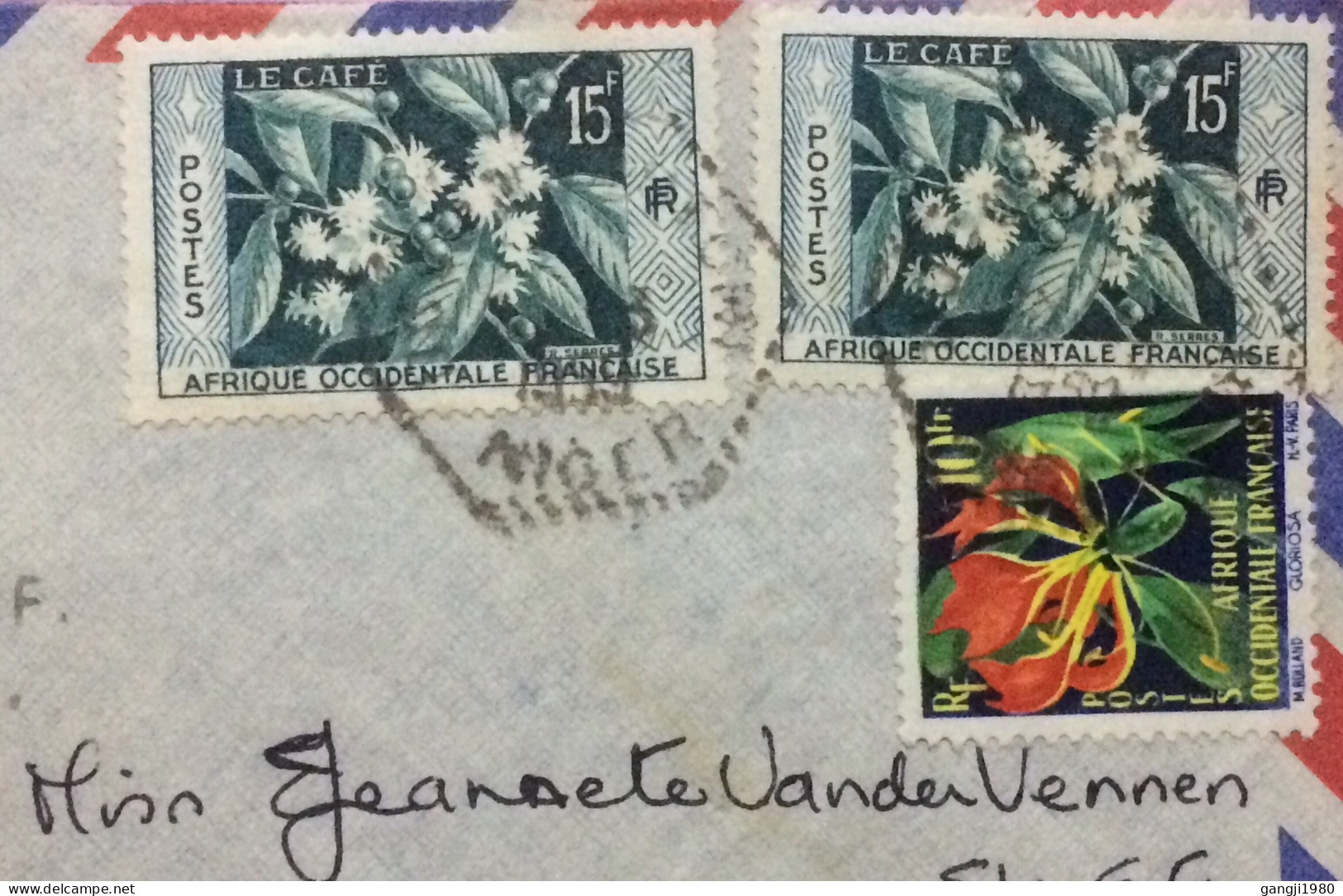 FRECH NIGER (FRENCH WEST AFRICA) 1958, COVER USED TO USA, SUDAN INTERIOR MISSION, DOGONDOUTCHI, A.O.F., 3 FLOWER STAMP. - Covers & Documents