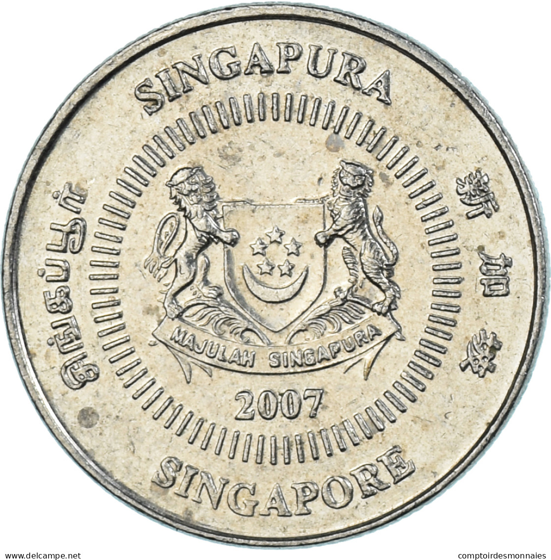 Monnaie, Singapour, 10 Cents, 2007 - Singapour