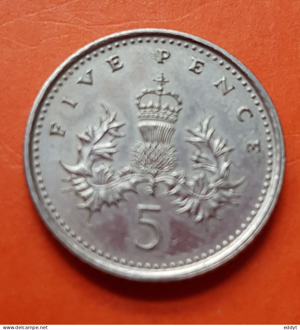 Pièce Monnaie GRANDE BRETAGNE  - 5 FIVE PENCE - Elizabeth II - 1992 - 5 Pence & 5 New Pence