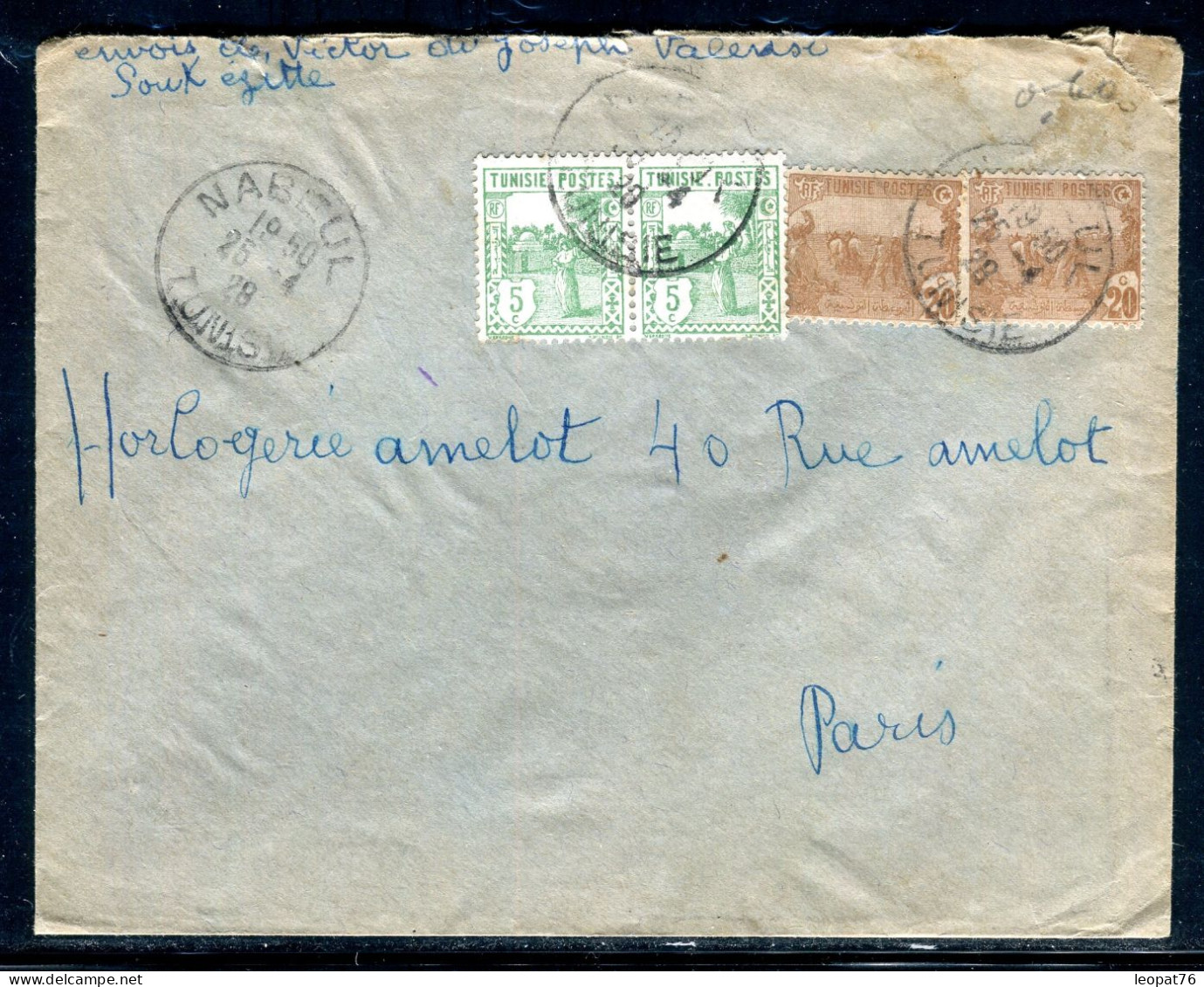 Tunisie - Enveloppe De Nabeul Pour Paris En Paris En 1928 - Référence  A 39 - Lettres & Documents