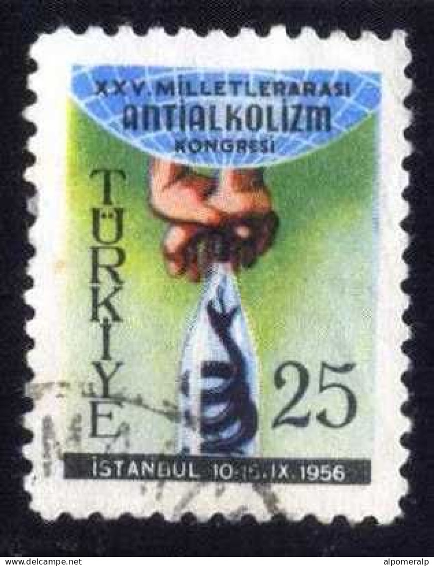 Türkiye 1956 Mi 1486 International Anti-Alcoholism Congress | Hands Holding Bottled Serpent - Oblitérés