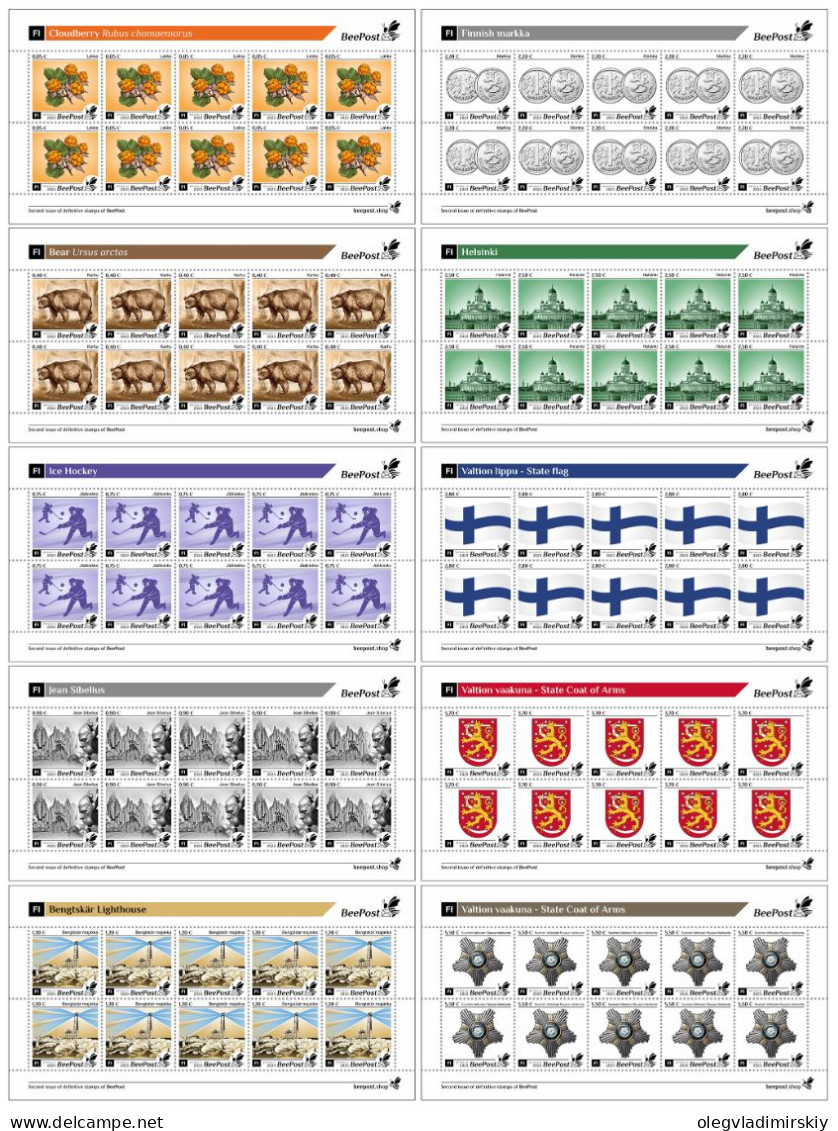 Finland 2023 BeePost Second Definitives Set Of 10 Sheetlets Mint - Unused Stamps