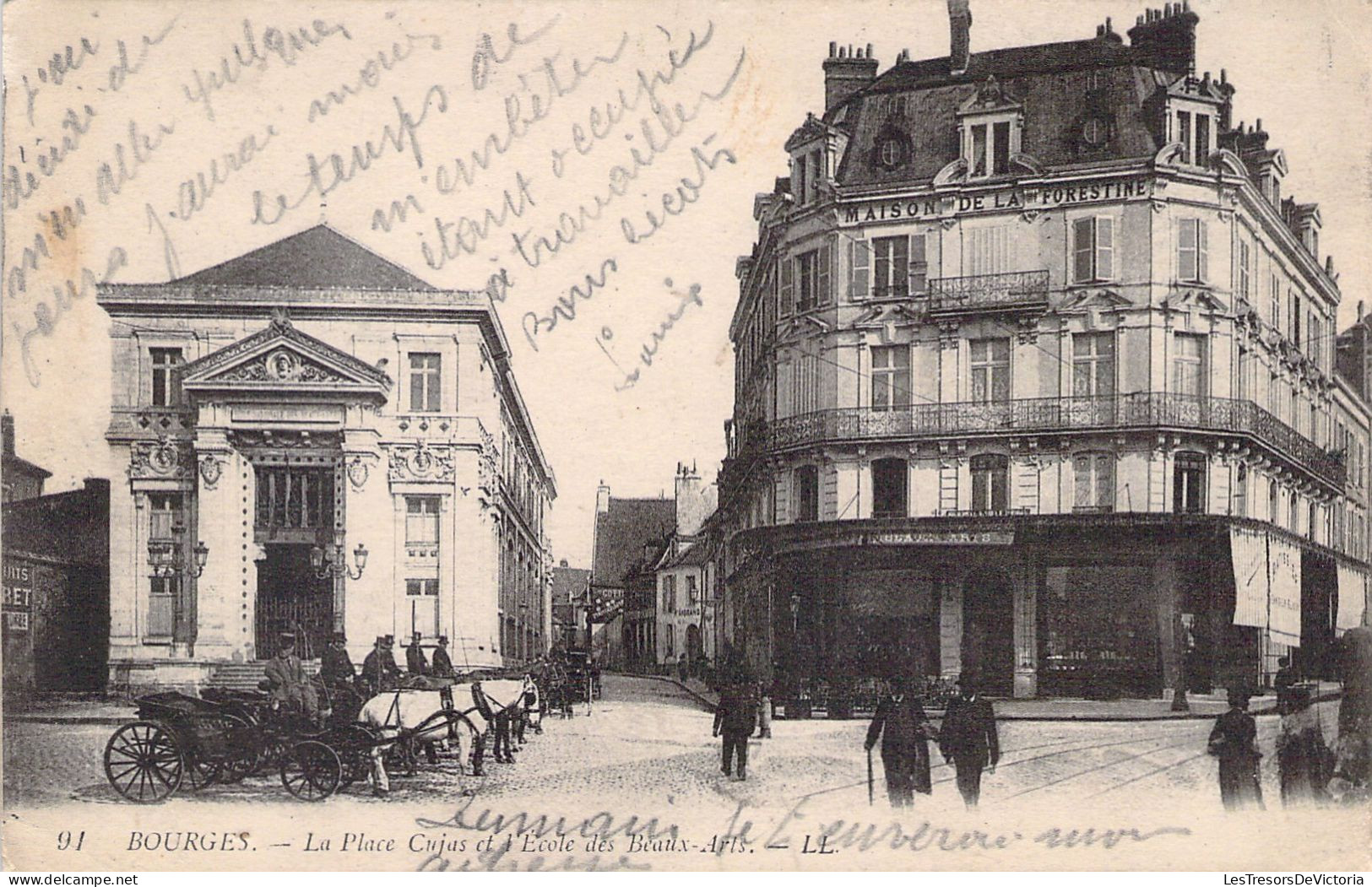 FRANCE - 18 - BOURGES - La Place Cujas Et L'école Des Beaux Arts - Carte Postale Ancienne - Bourges