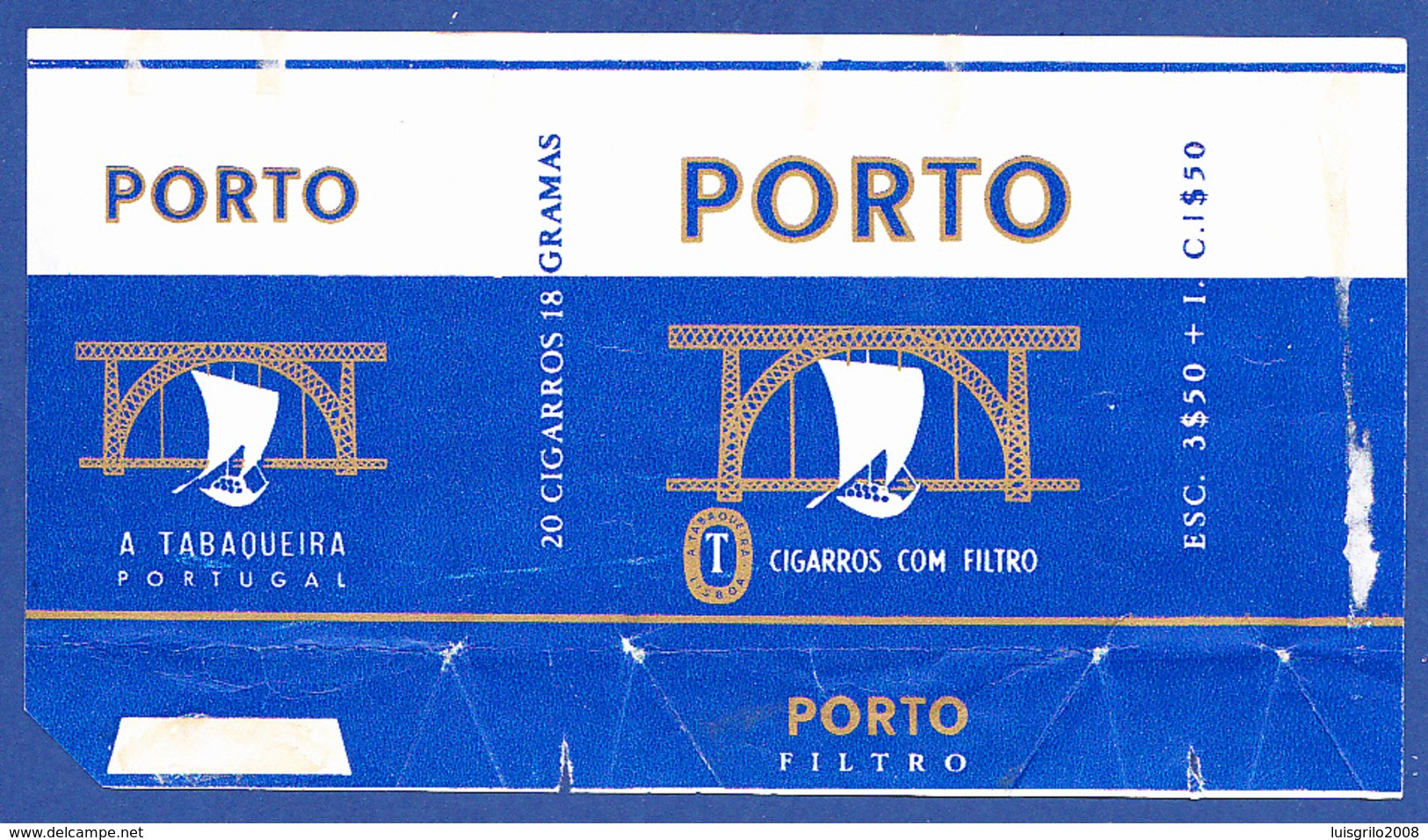 Portugal 1960 To 1970, Packet Of Cigarettes - PORTO Dark Blue / A Tabaqueira, Lisboa - Sigarettenkokers (leeg)