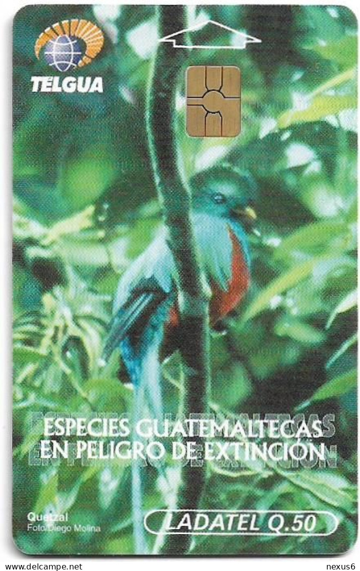 Guatemala - Telgua Ladatel - Quetzal Bird, Gem5 Red, 1999, 50Q, Used - Guatemala