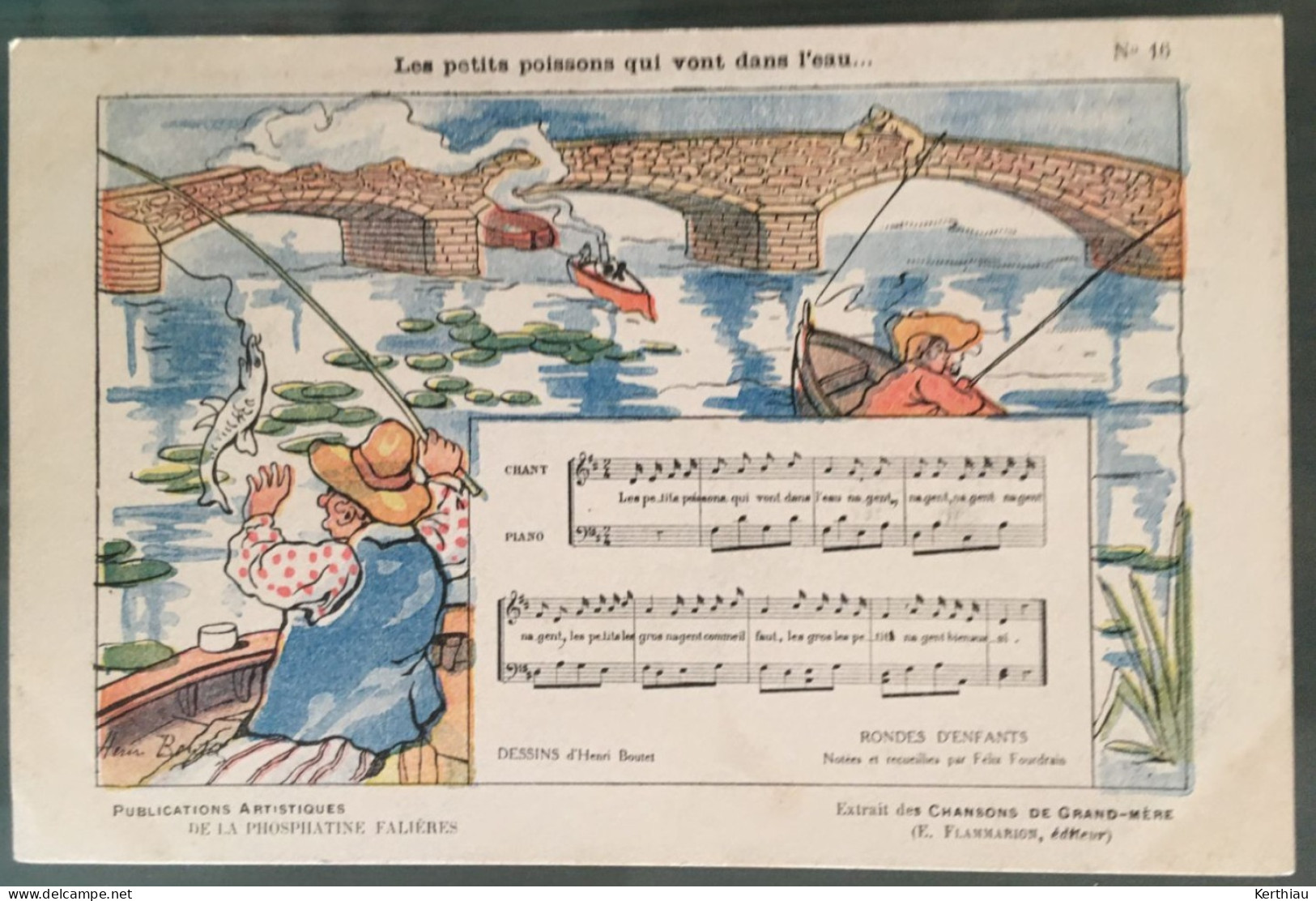 Les Petits Poissons Qui Vont Dans L'eau.... Illustrateur Henri BOUTET. Extrait Des Chansons De Grand-mère. - Boutet