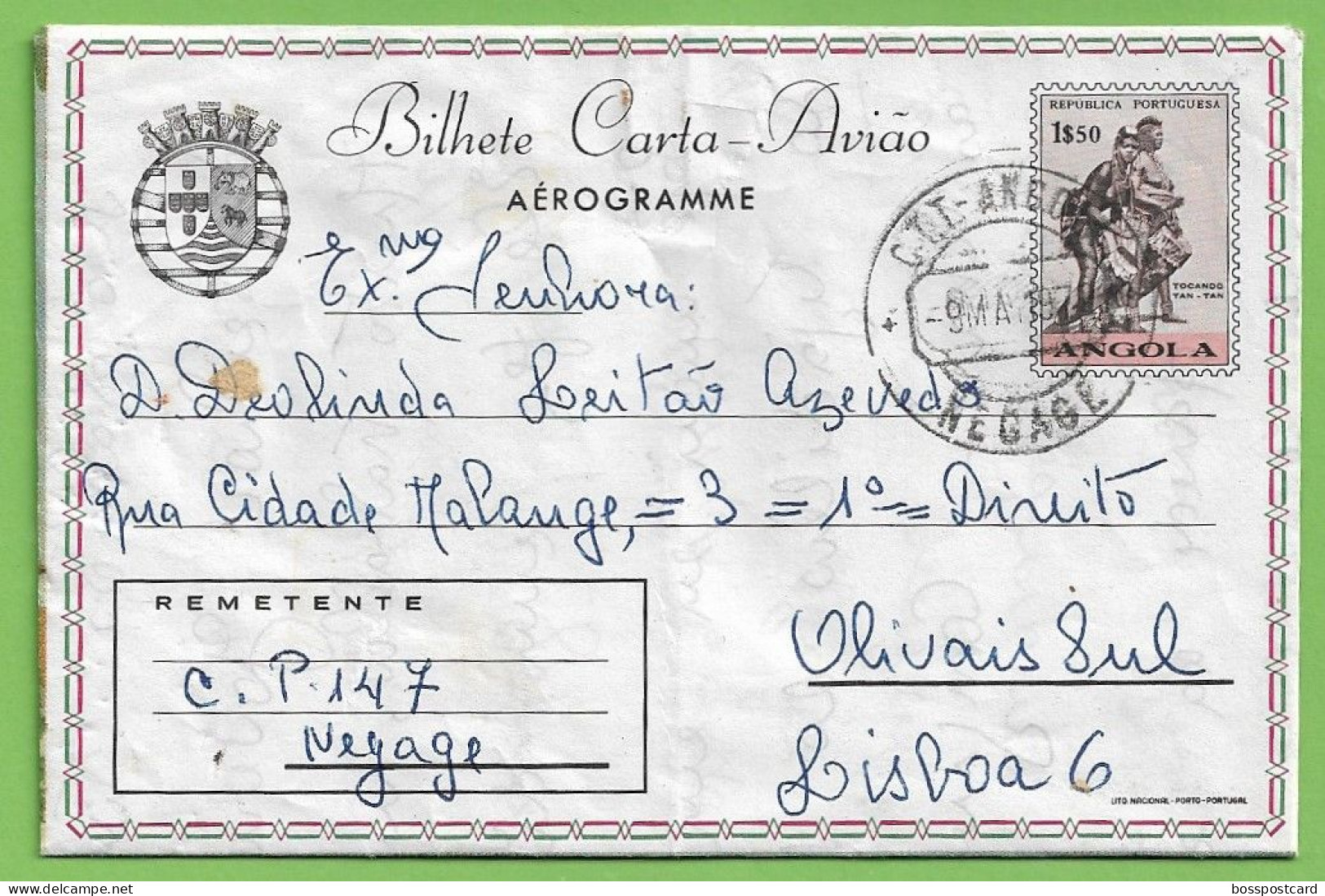 História Postal - Filatelia - Aerograma - Aerogram - Stamps - Timbres - Philately - Angola - Portugal - Lettres & Documents