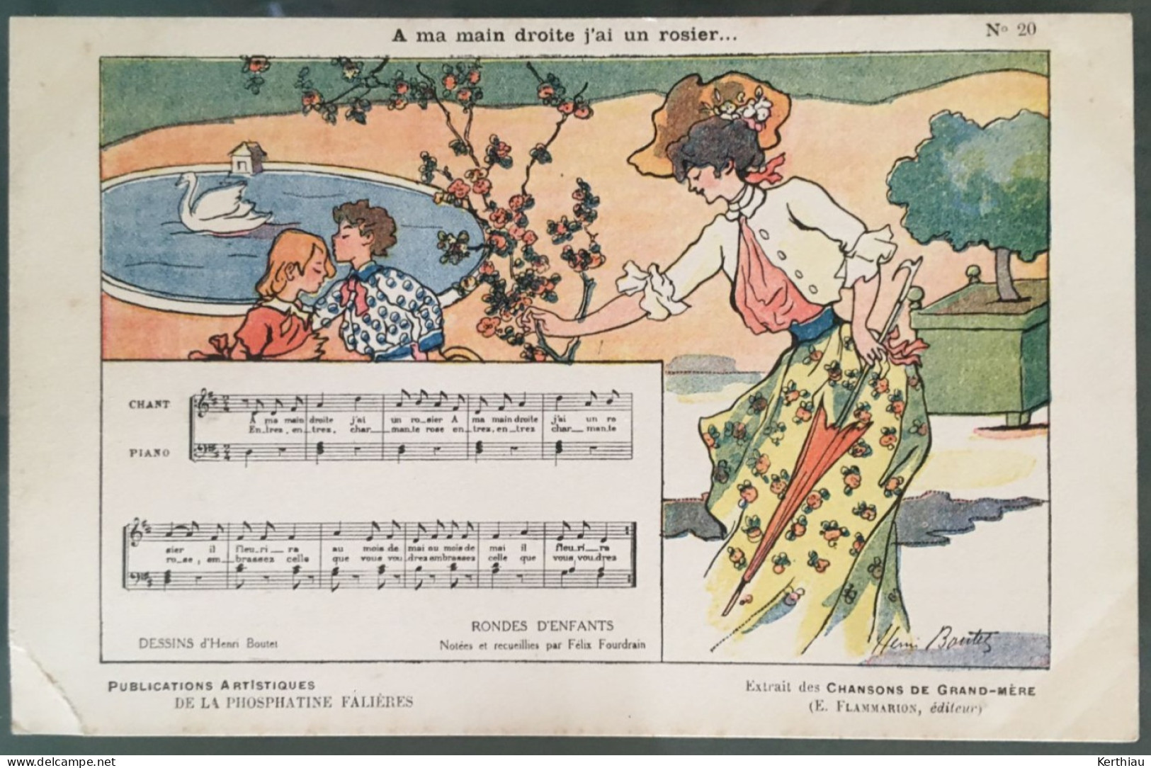 A Ma Main Droite J'ai Un Rosier.... Illustrateur Henri BOUTET. Extrait Des Chansons De Grand-mère. - Boutet