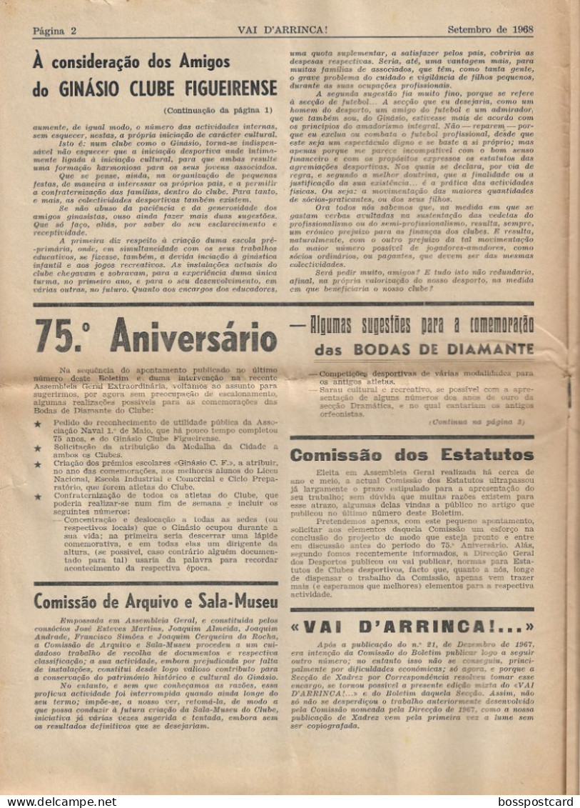 Figueira Da Foz - Boletim Do Ginásio Clube Figueirense "Vai D'Arrinça!" Nº 22 Setembro 1969 (8 Páginas) Coimbra Portugal - Informaciones Generales