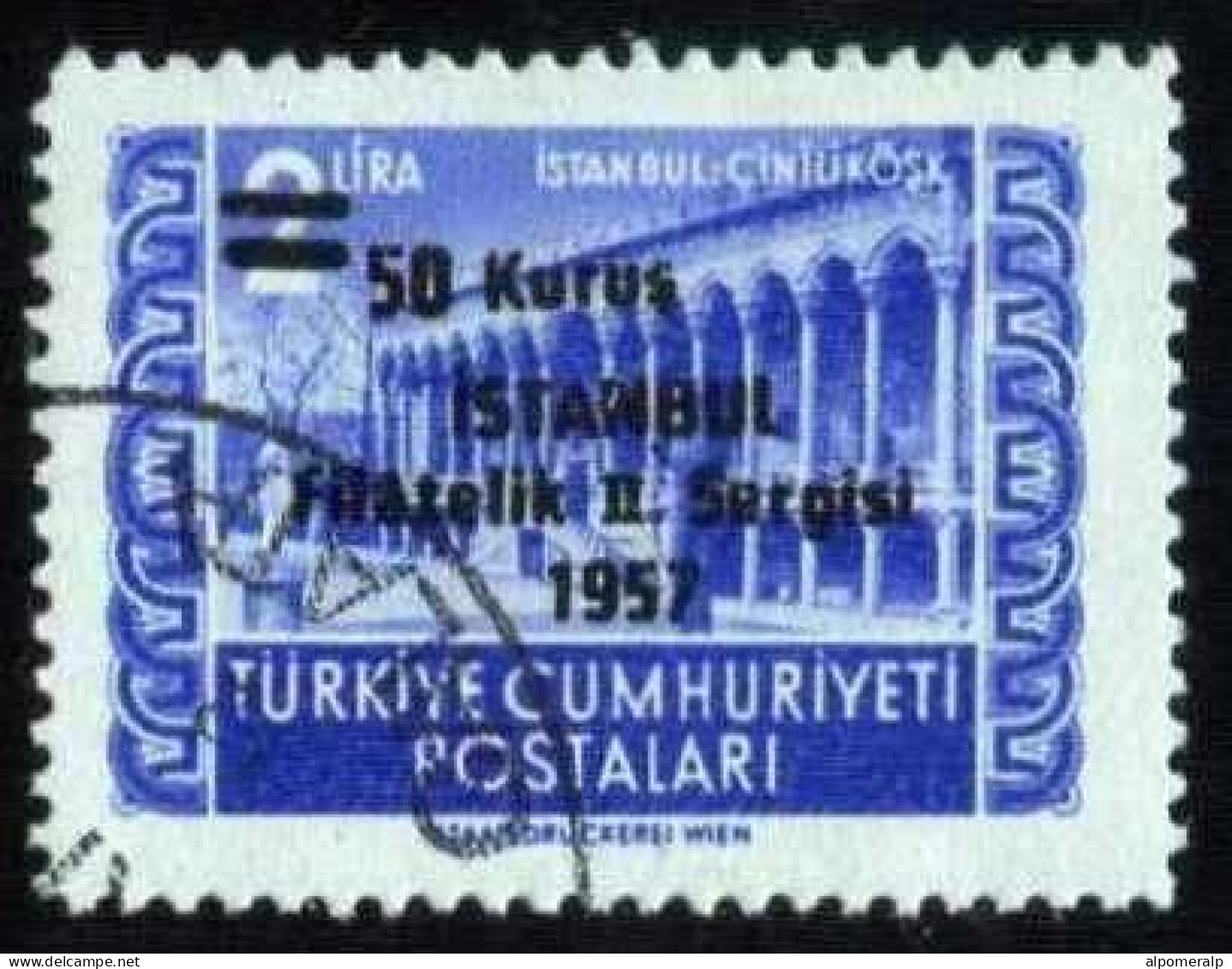 Türkiye 1957 Mi 1530 Surcharged Stamp For Istanbul Philatelic Exhibition - Oblitérés